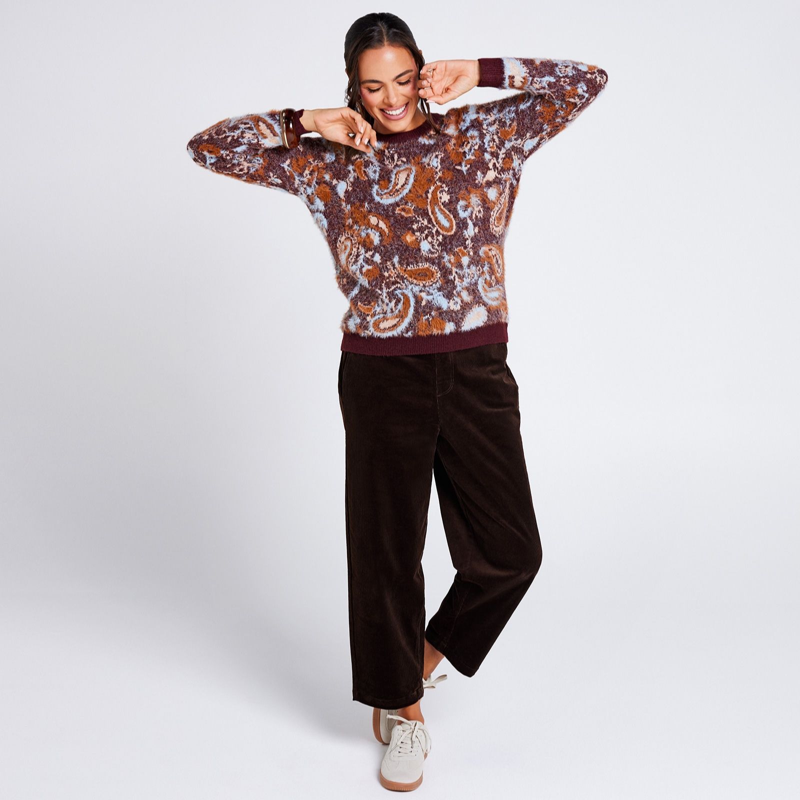 Denim & Co. Paisley Intarsia Knit Jumper