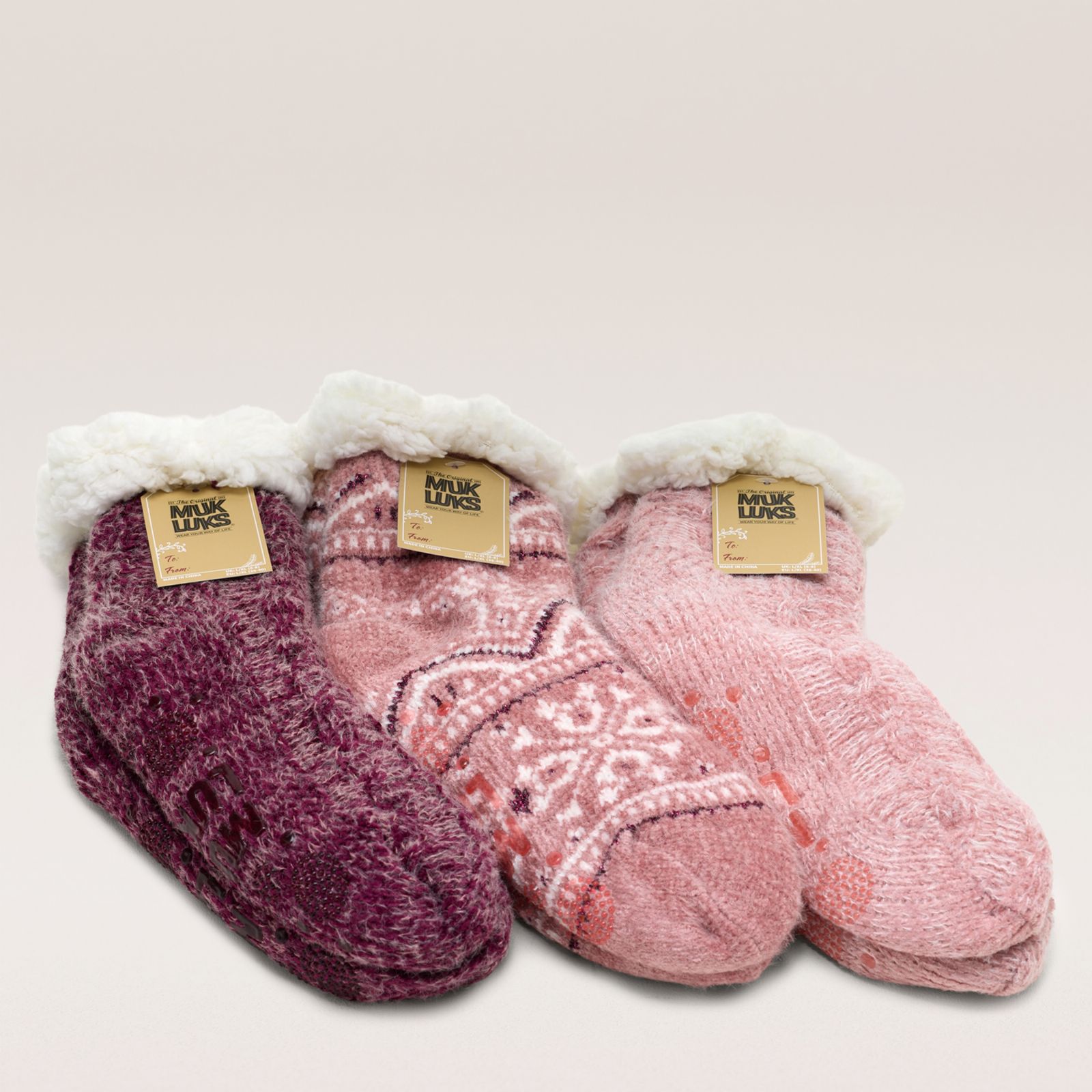 Muk Luks 3 Pack Chenille Cosy Socks