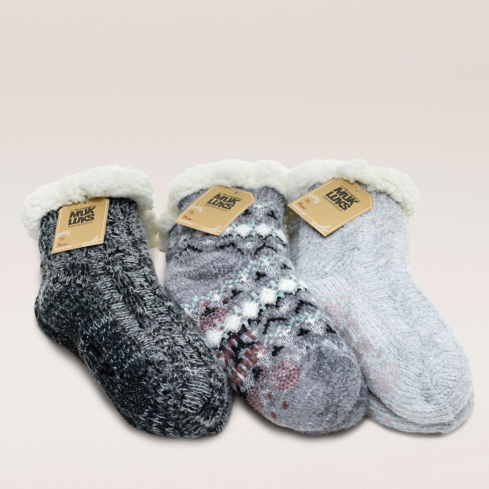 Muk Luks 3 Pack Chenille Cosy Socks