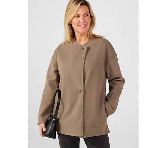 Kim & Co Cashmere Look Oversized Pea Coat with Pockets