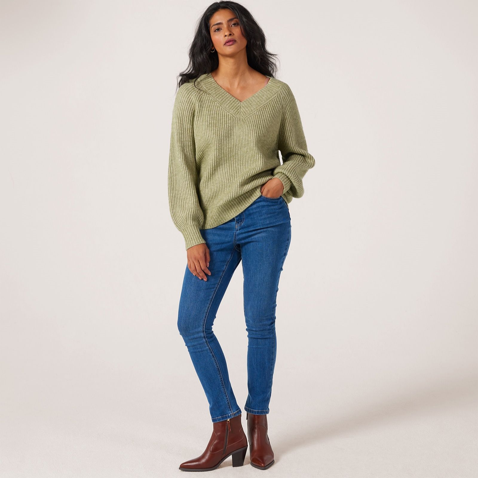Ruth Langsford V-Neck Blouson Sleeve Jumper