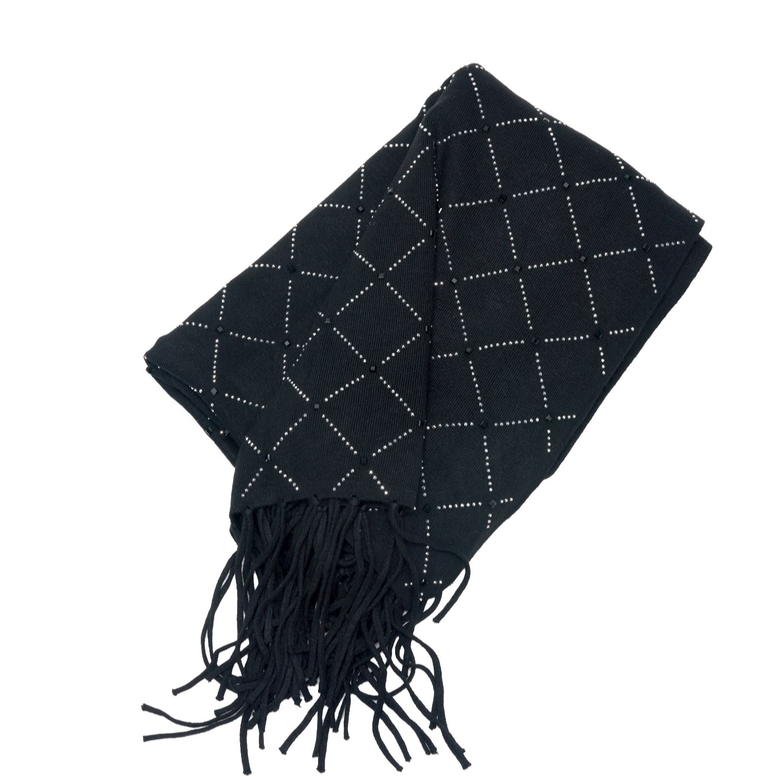 Frank Usher Knitted Wrap with Tassels & Diamond Criss-Cross Design