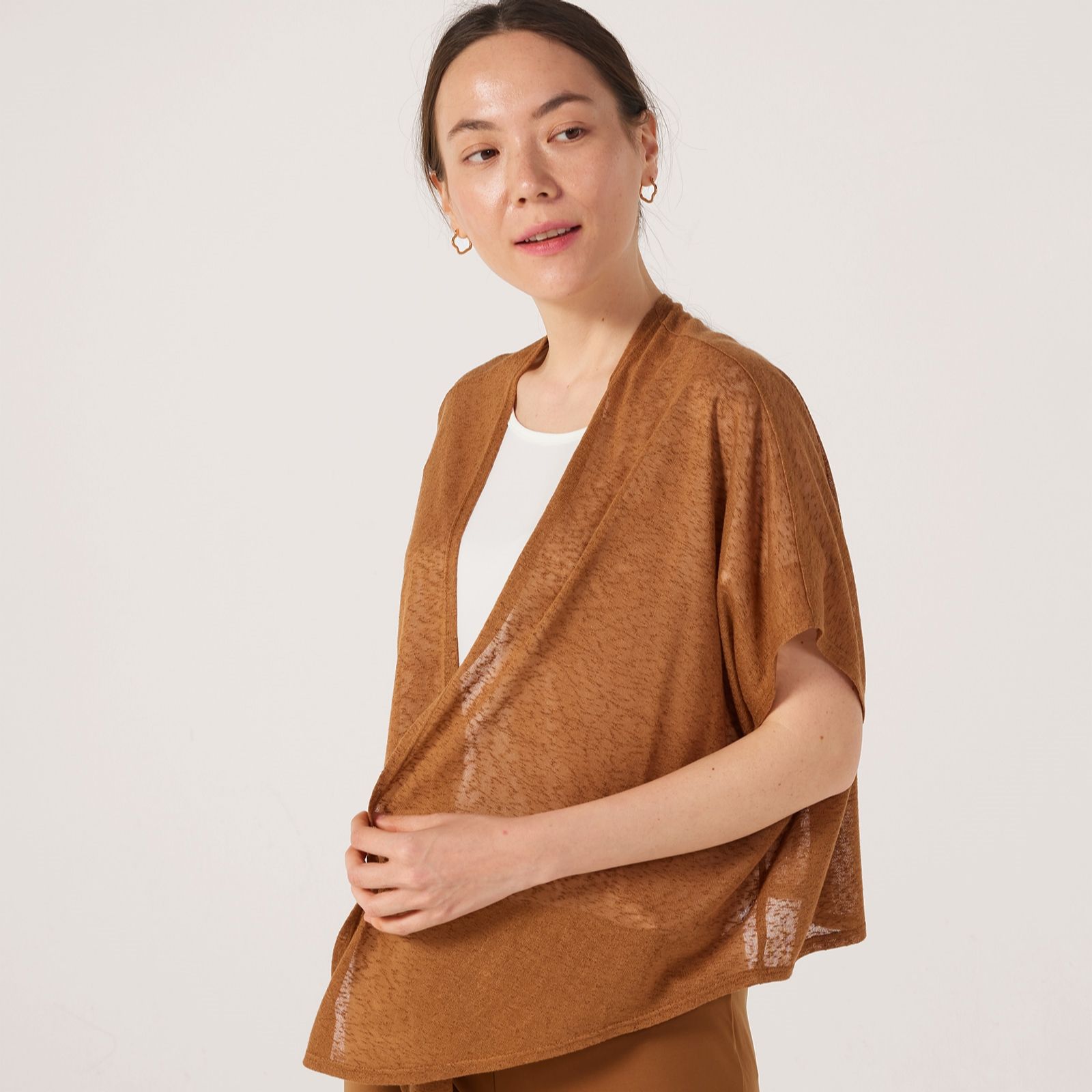 Kim & Co Linen Look Knit Sleeveless Bolero