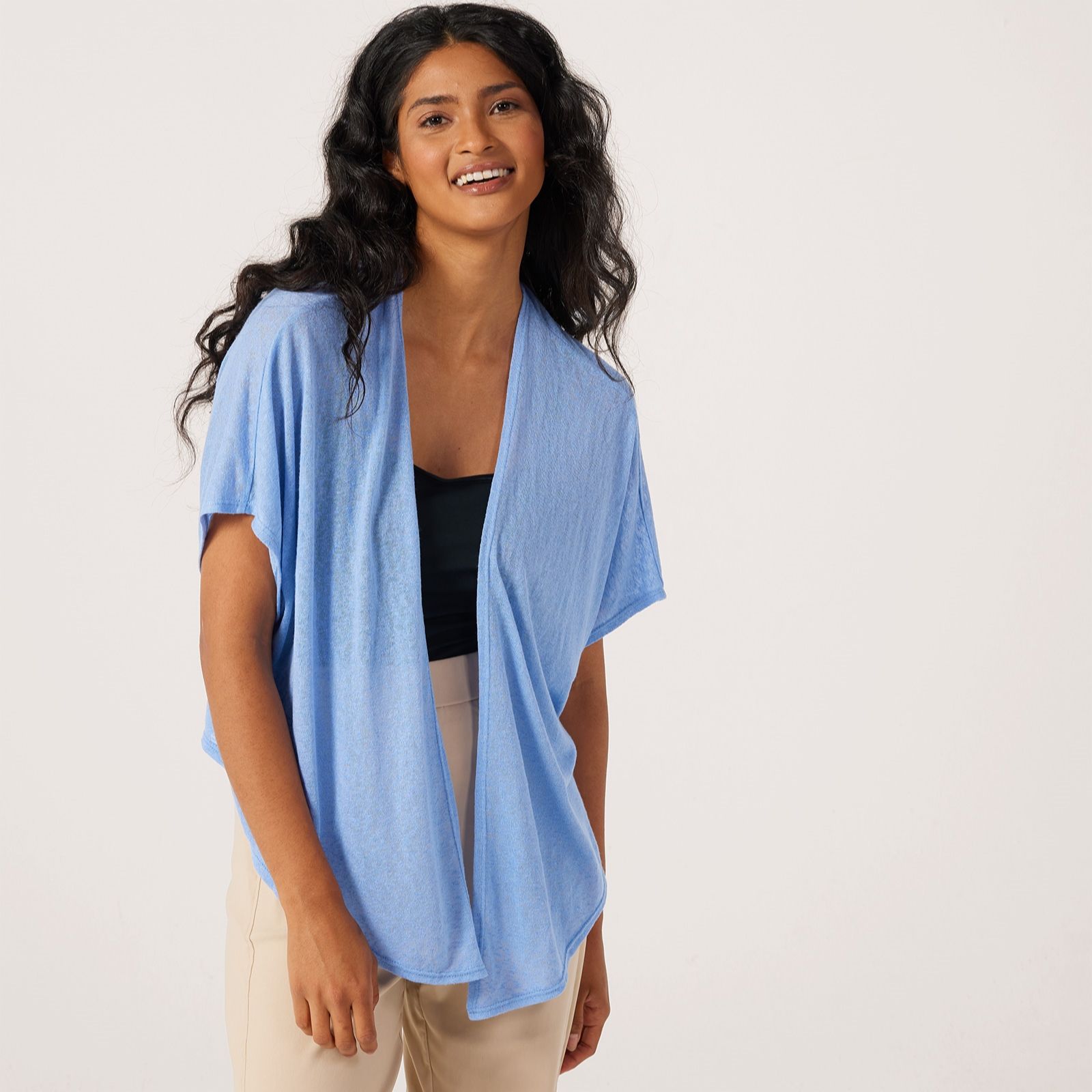 Kim & Co Linen Look Knit Sleeveless Bolero