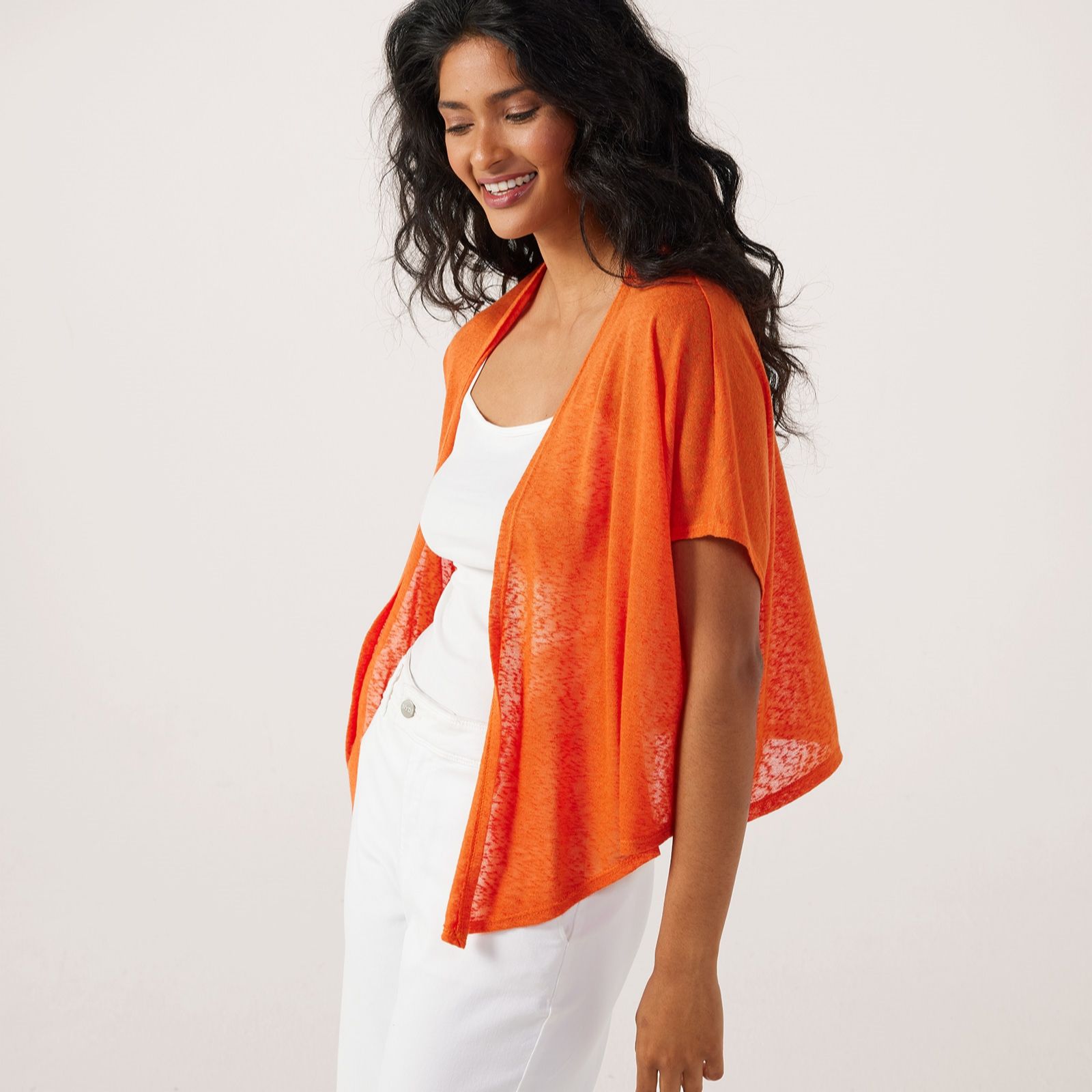 Kim & Co Linen Look Knit Sleeveless Bolero