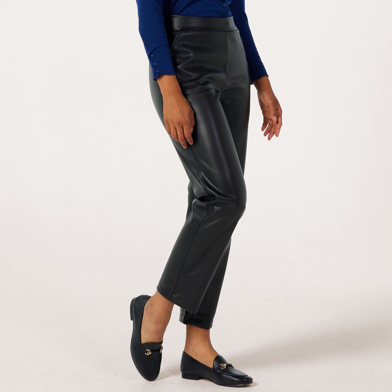 Kim & Co Soft Vegan Leather Pleather Narrow Leg Standard Trouser