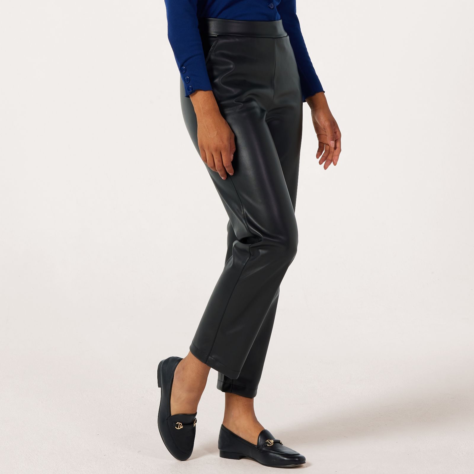 Kim & Co Soft Vegan Leather Pleather Narrow Leg Standard Trouser