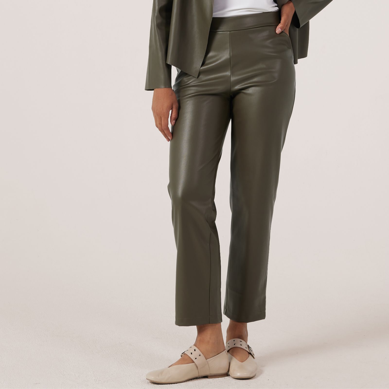 Kim & Co Soft Vegan Leather Pleather Narrow Leg Standard Trouser