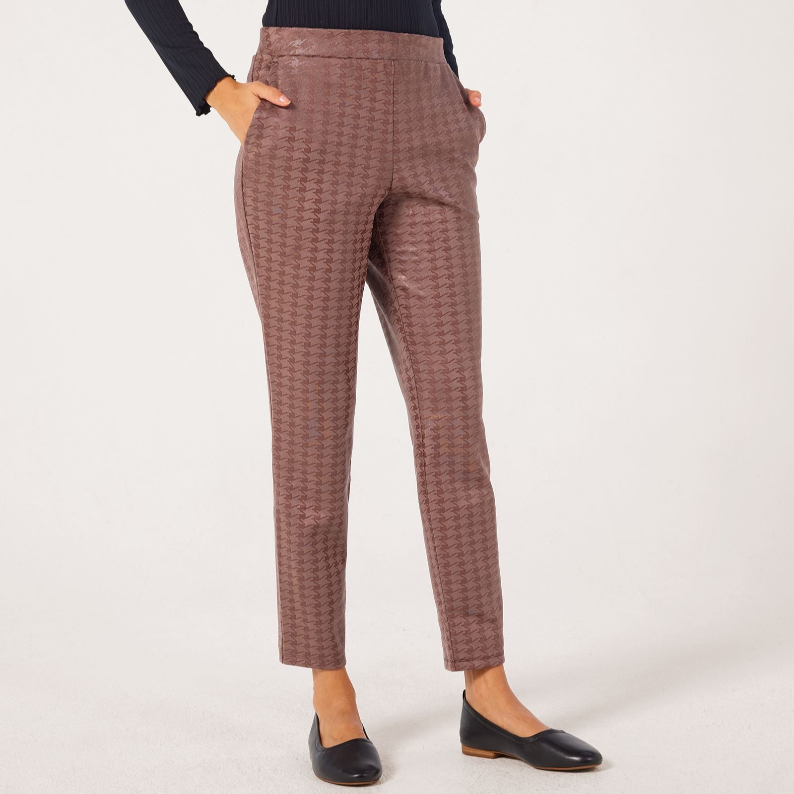 Nina Leonard Scuba Suede Narrow Leg Trousers Petite