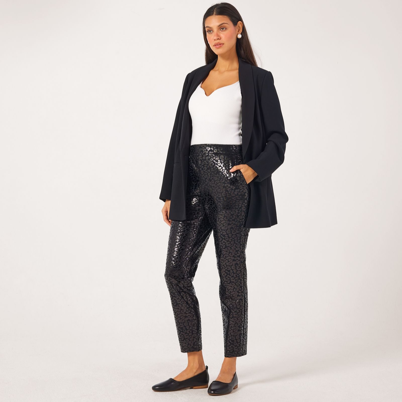 Nina Leonard Scuba Suede Narrow Leg Trousers Petite