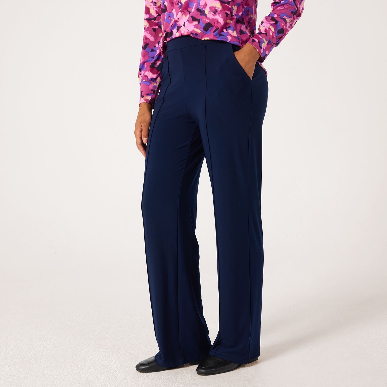 Kim & Co Deluxe Brazil Jersey Kyla Wide-Leg Pintuck Petite Trousers