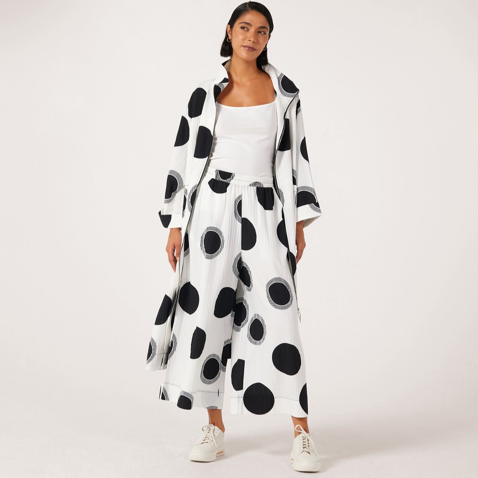 Frank Usher Textured Spot Woven Wide Leg Trousers