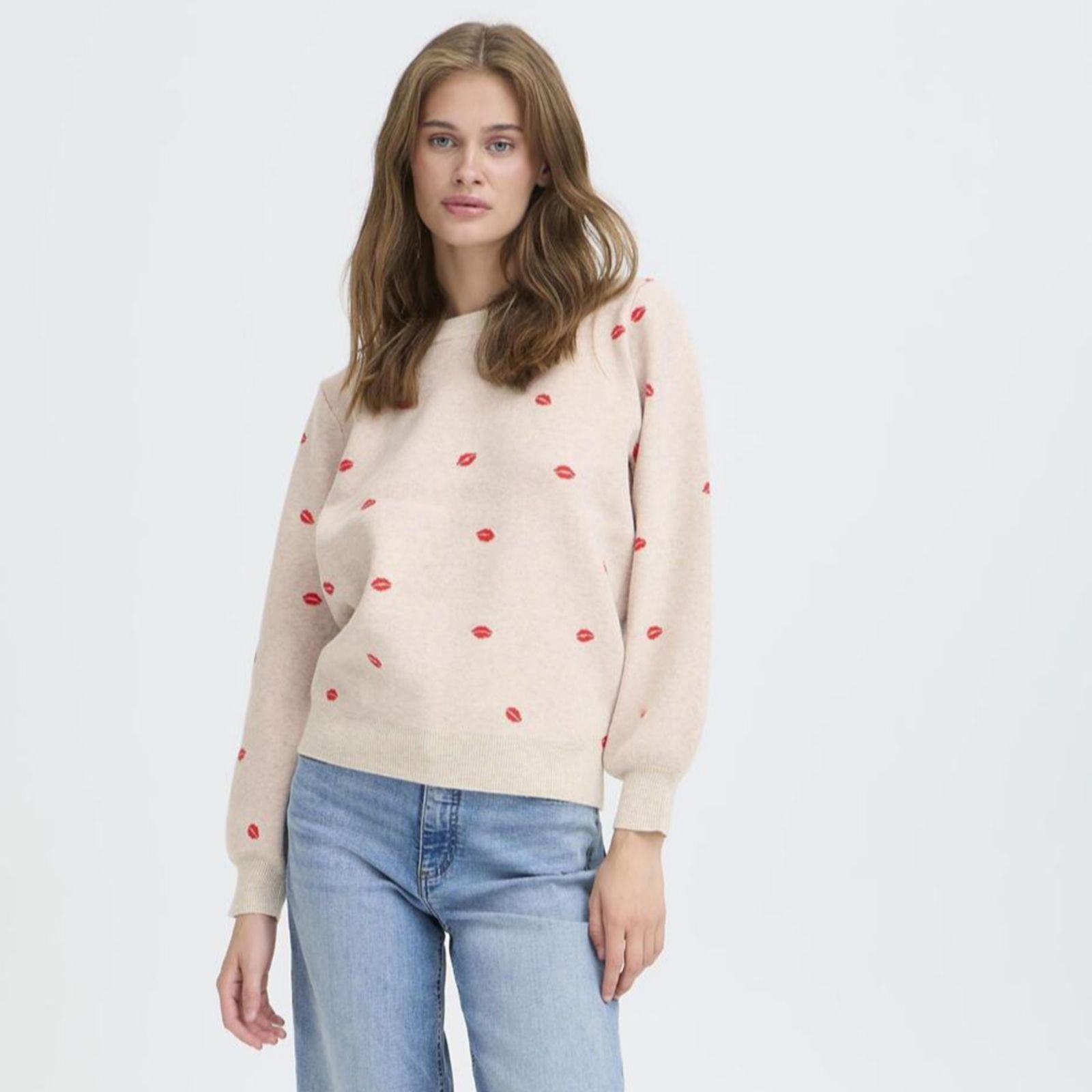 ICHI Brielle Lips Long Sleeve Jumper