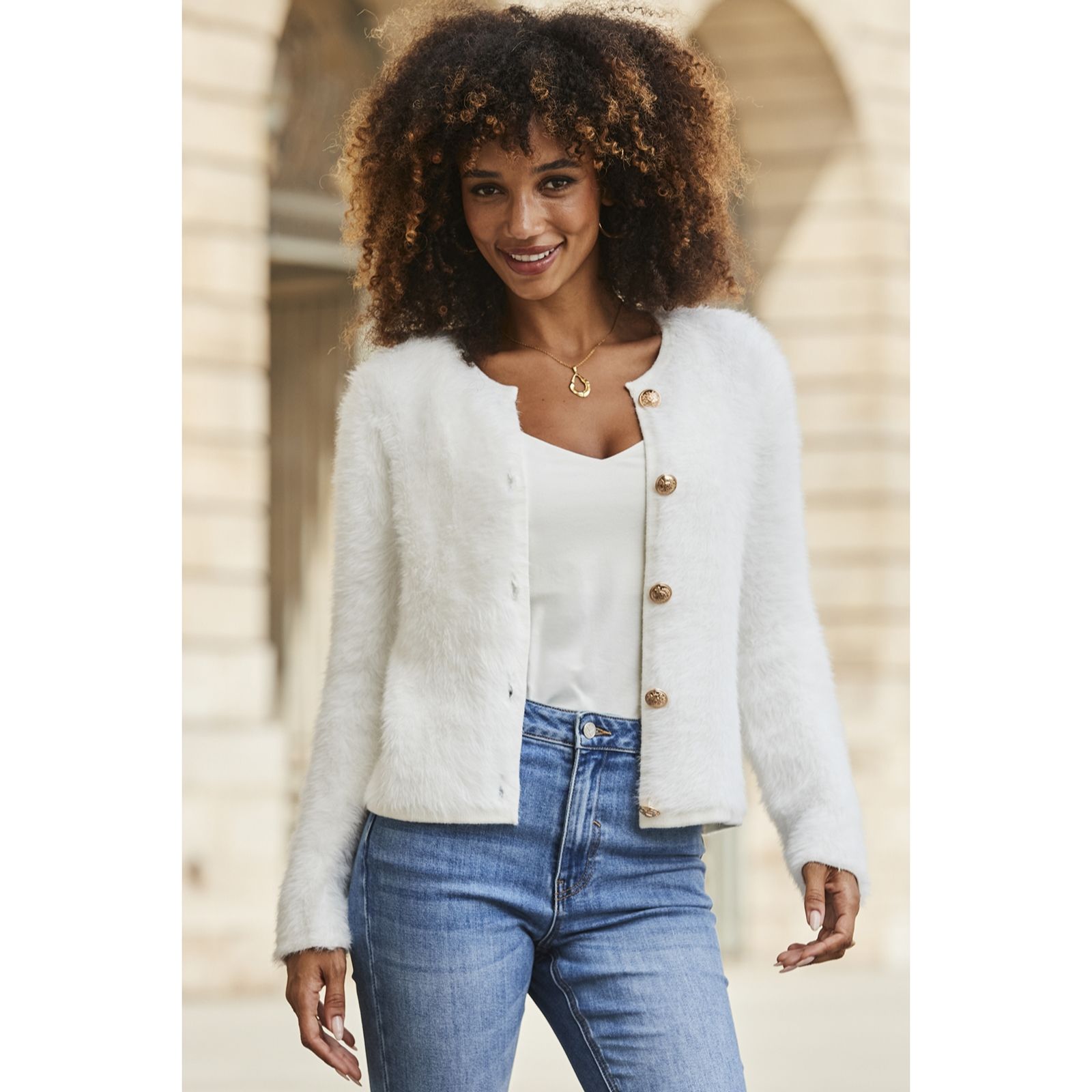 Sosandar Fluffy Knit Trophy Cardigan