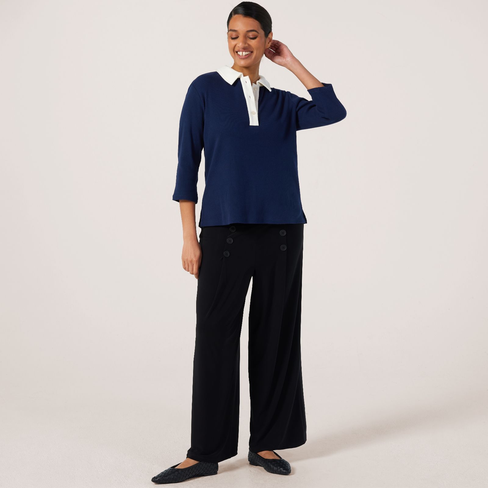 Kim & Co Deluxe Brazil Jersey Sailor Wide Ankle Standard Trousers