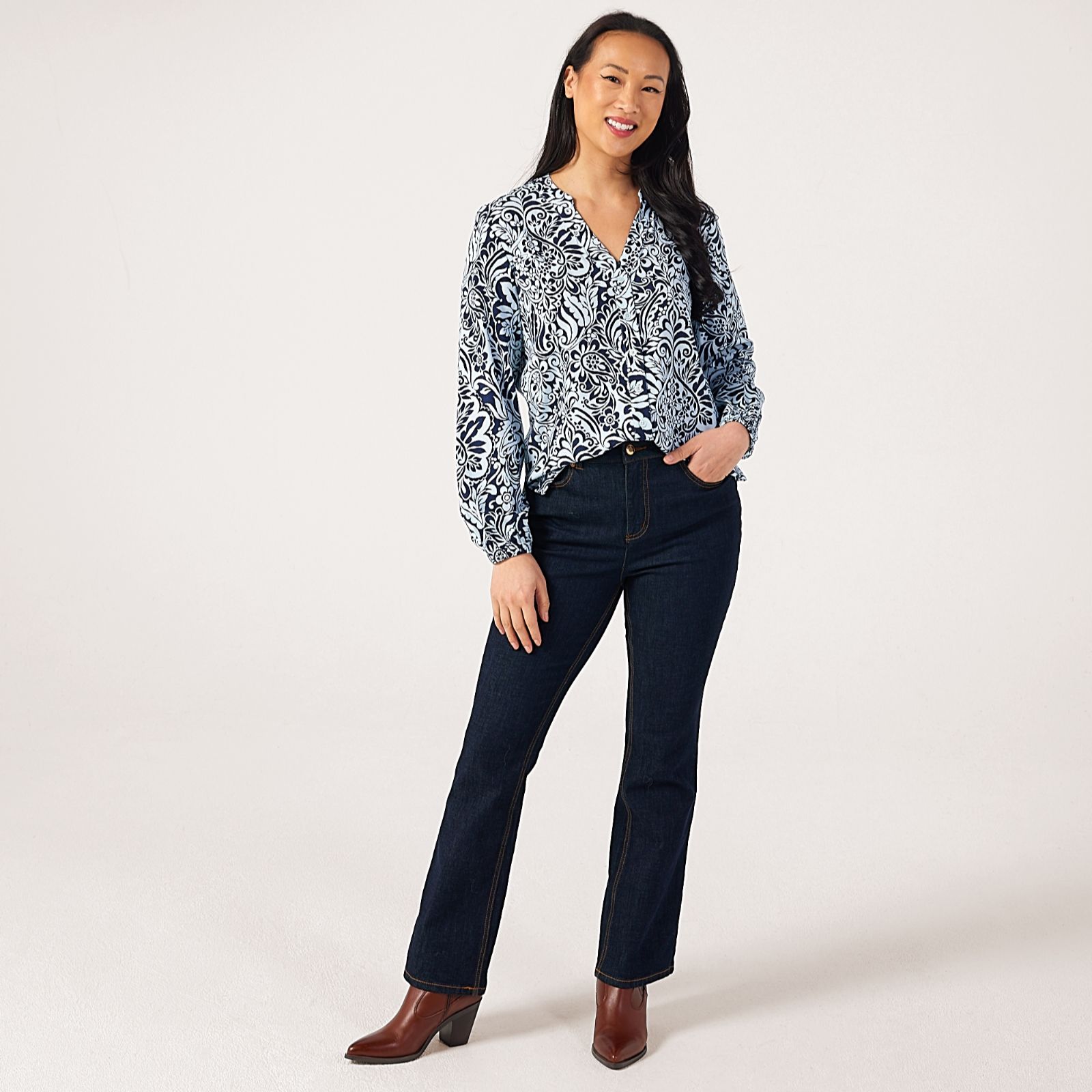 Ruth Langsford Cotton printed Nehru collar Shirt