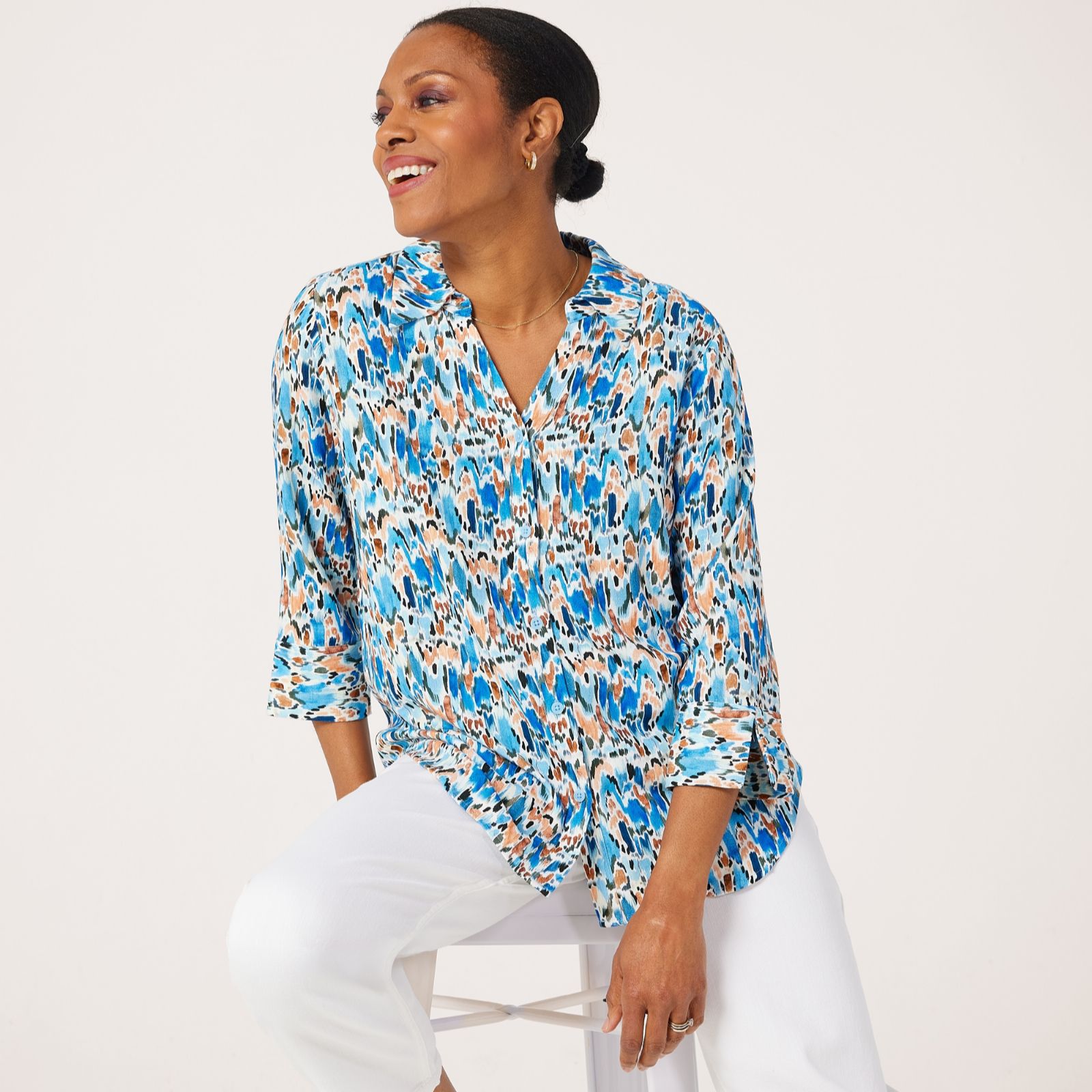 Ruth Langsford Linen Viscose Printed Shirt