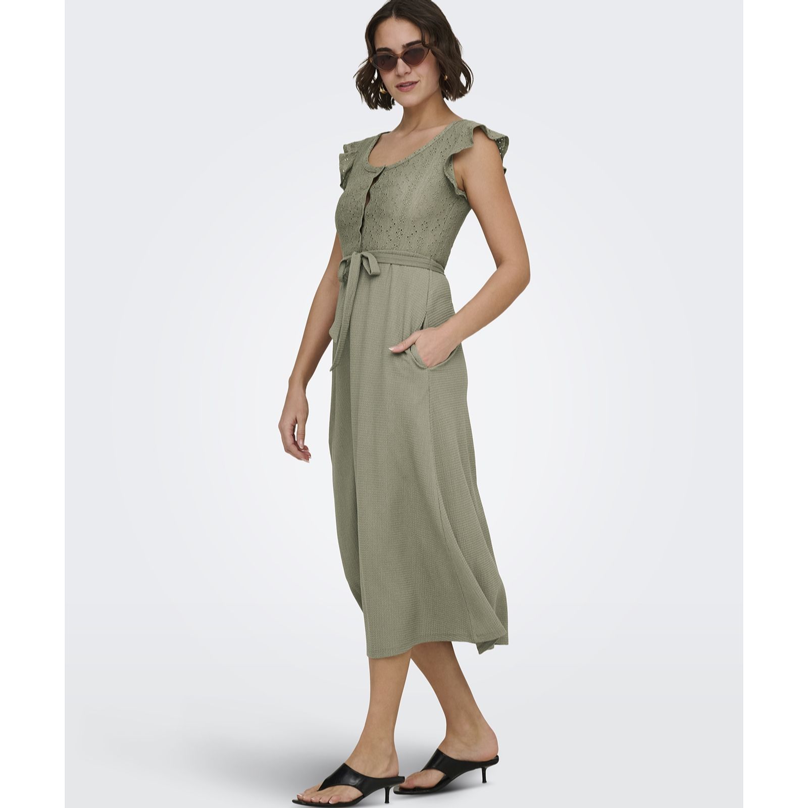 Only Elisa Broderie Top Belted Dress