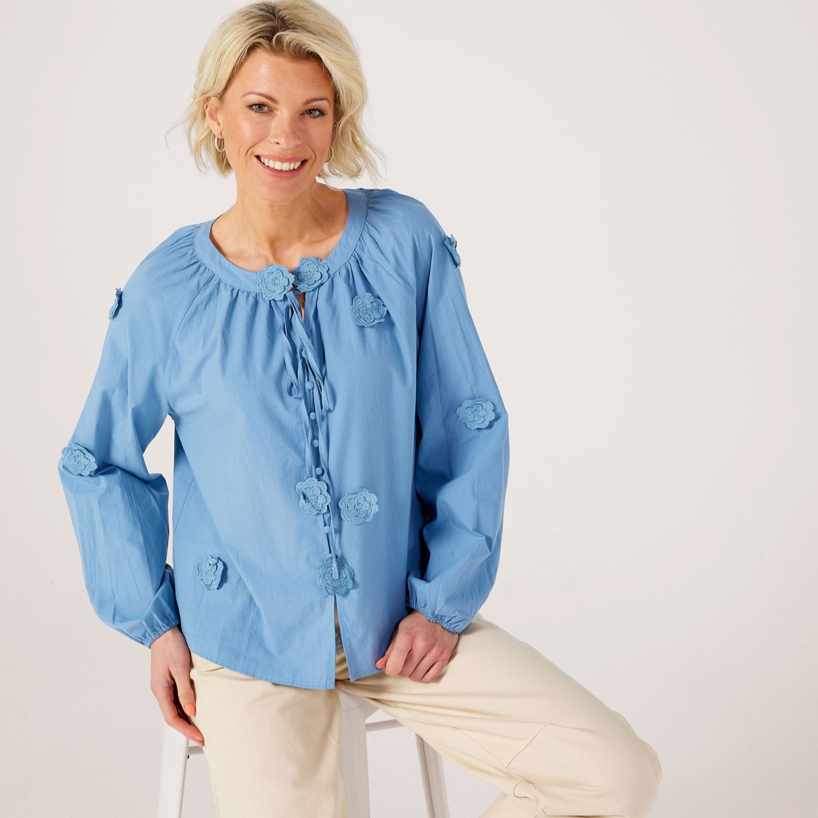 Izabel London Floral Applique Blouse