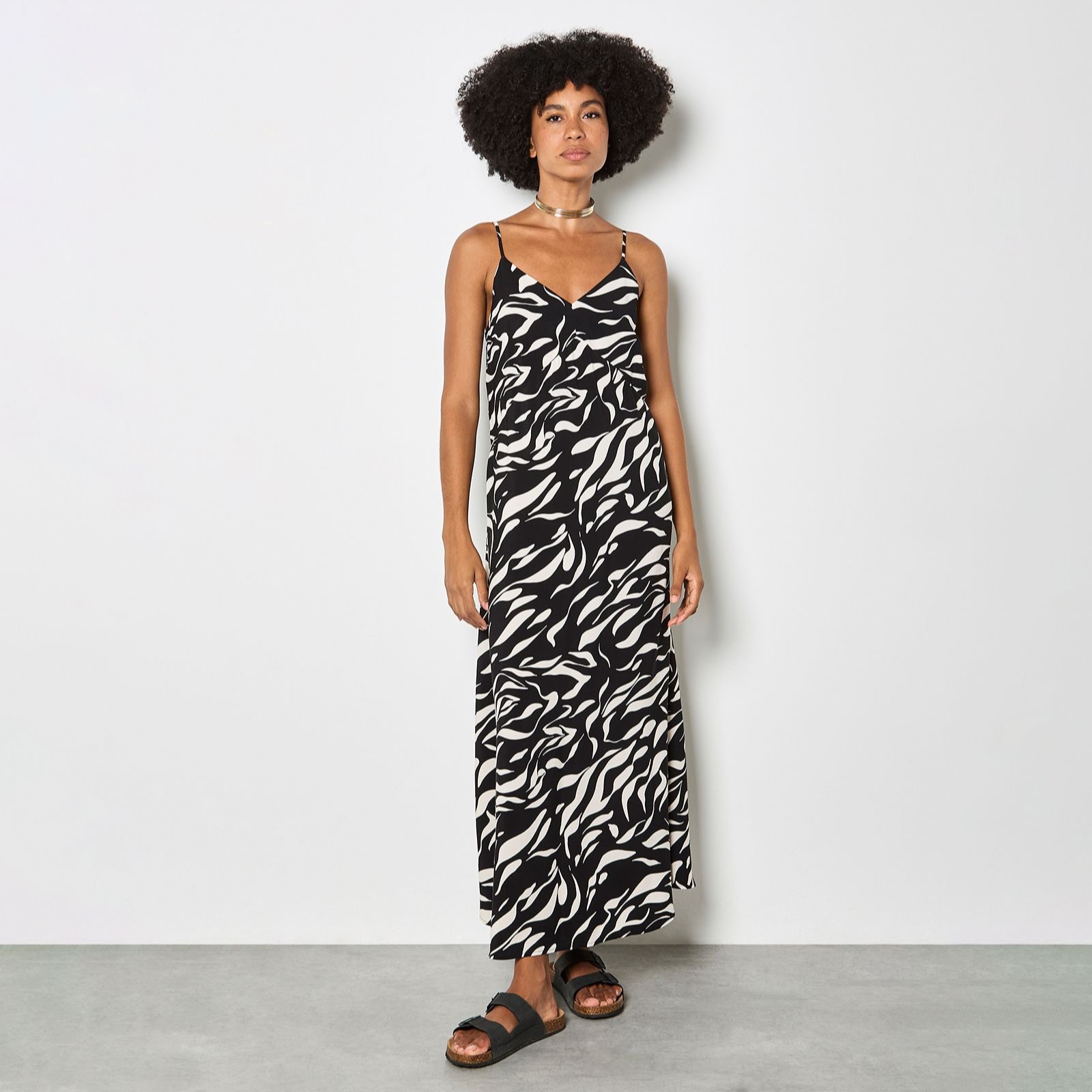 Apricot Swirl Print Trapeze Dress