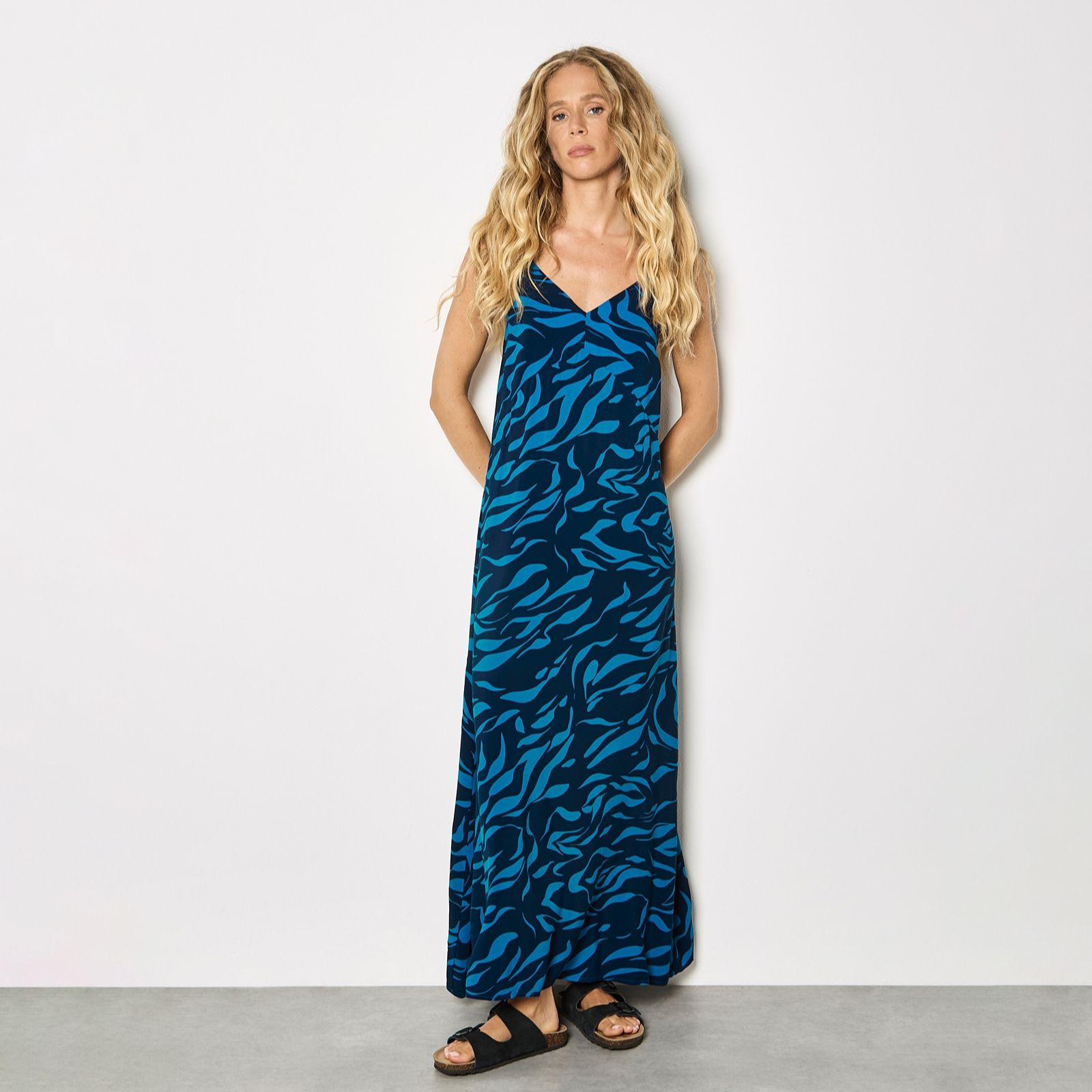 Apricot Swirl Print Trapeze Dress