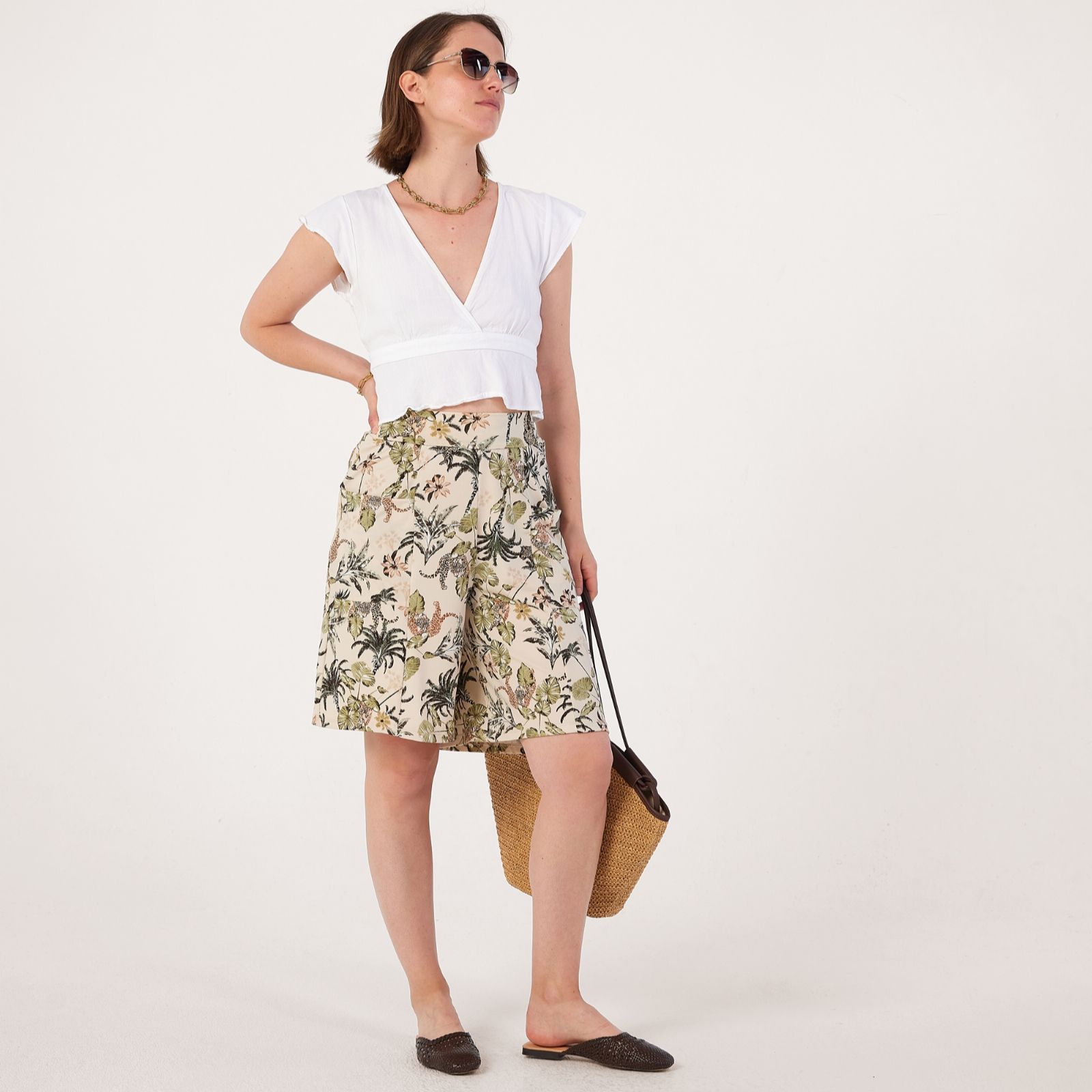 Kim & Co Printed Brazil Jersey Shorts with Pockets