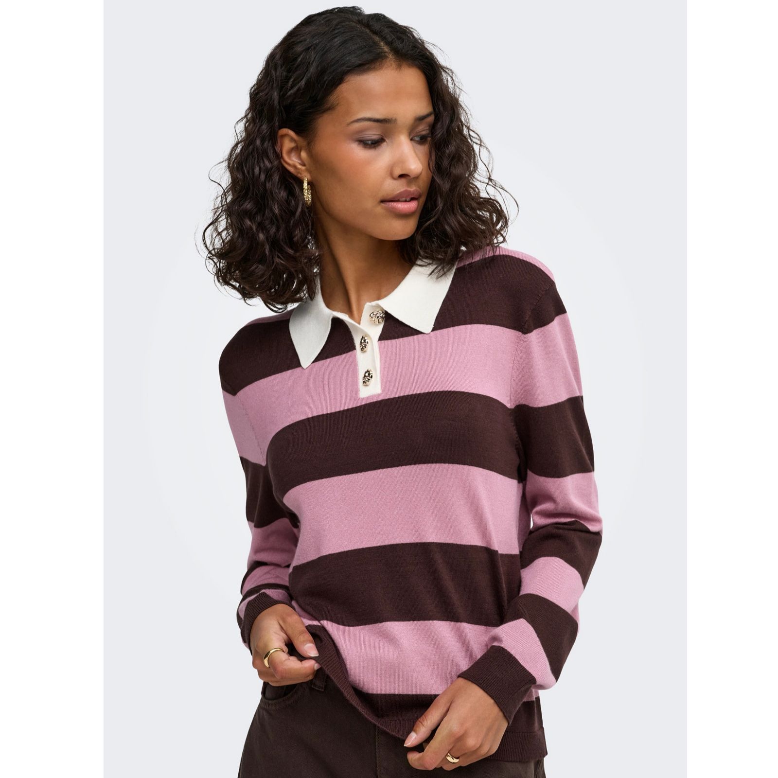 JDY Melany Button Detail Polo Jumper