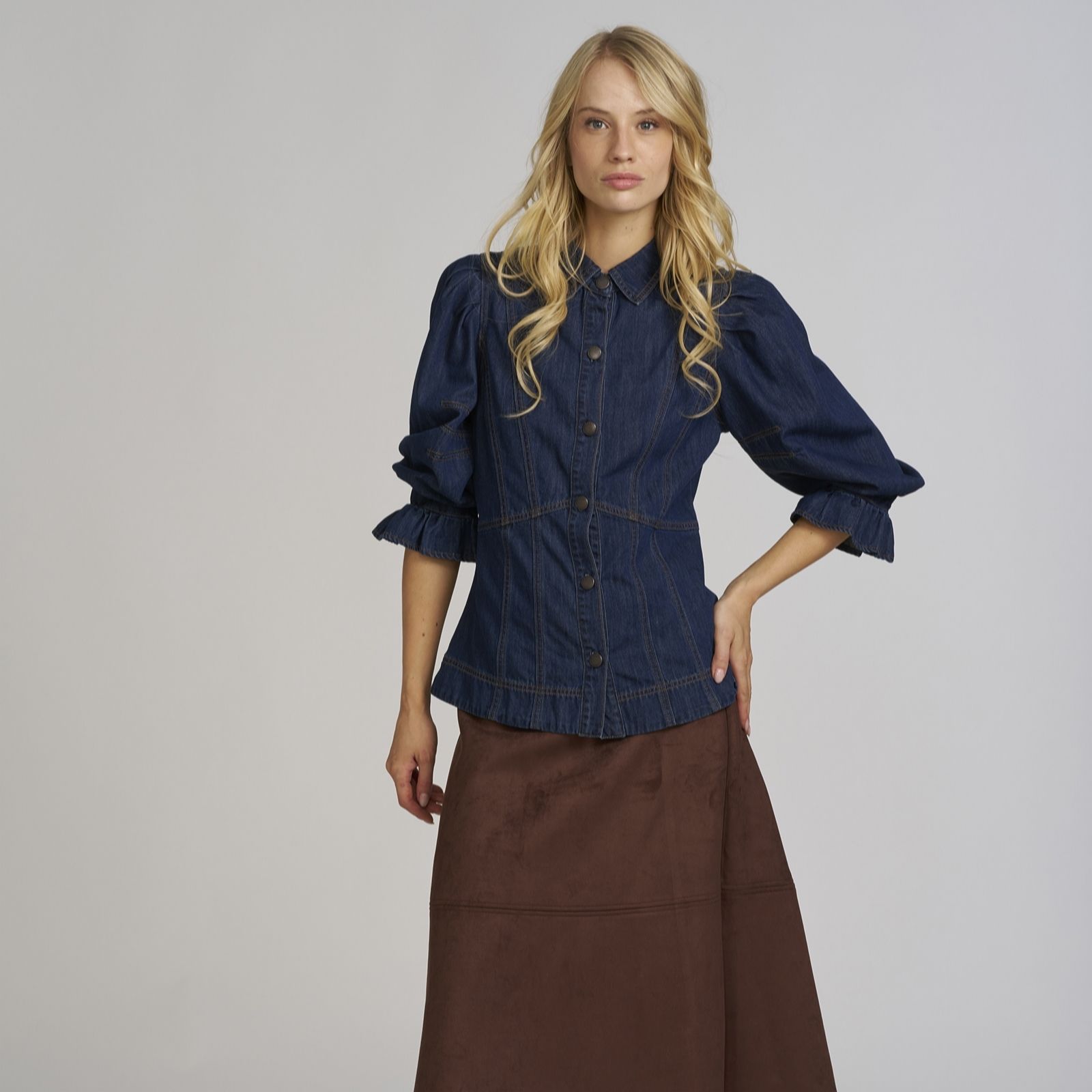  ELLE Get The Look Puff Sleeve Corset Shirt