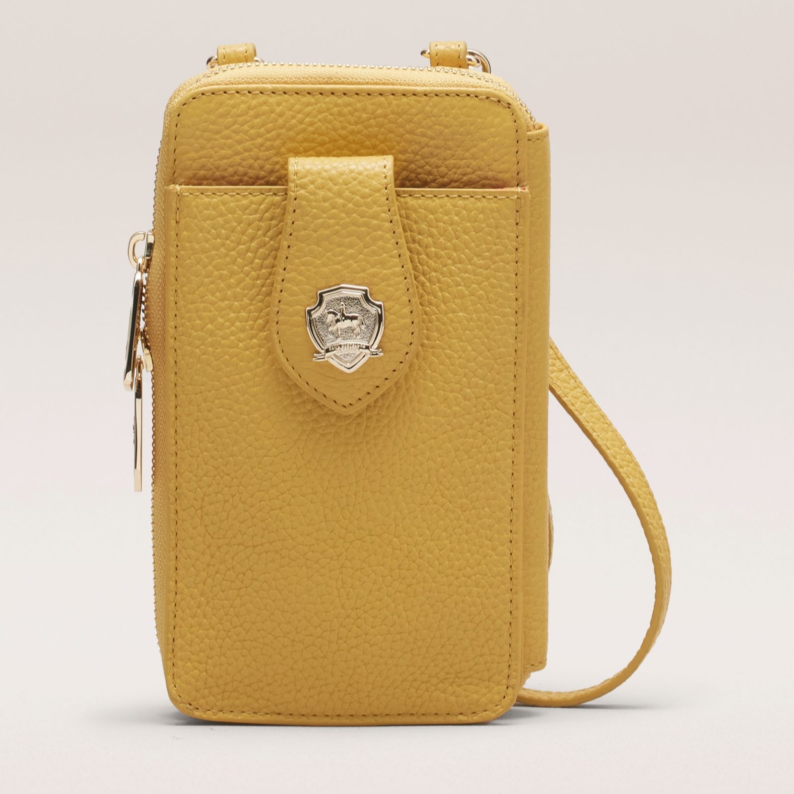 Paul Costelloe Crest Detail Compact Leather Crossbody - QVC UK