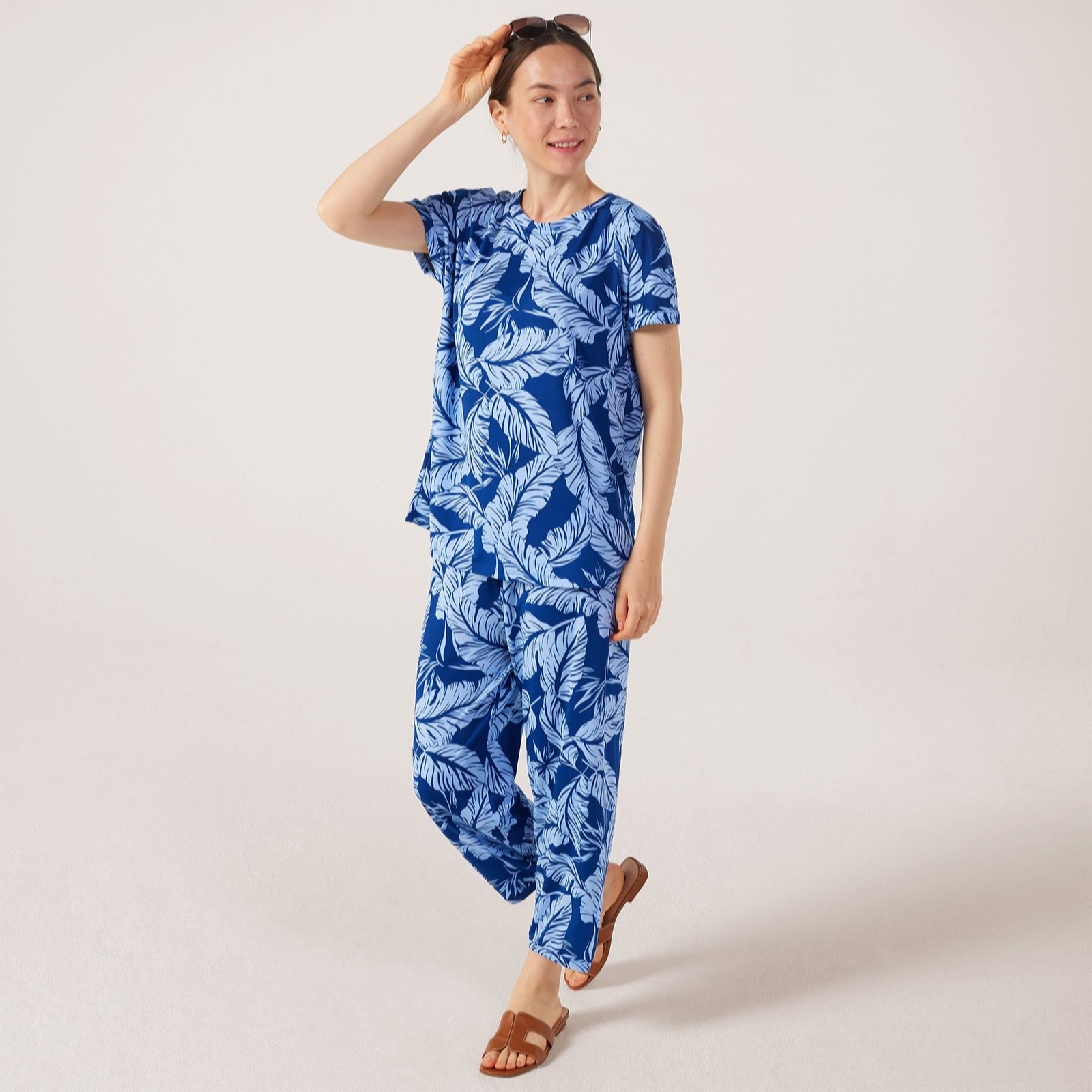 Kim & Co Printed Brazil Jersey Relaxed Short Sleeve Top