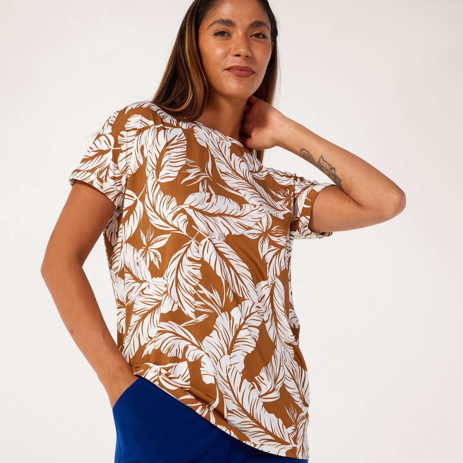 Kim & Co Printed Brazil Jersey Relaxed Short Sleeve Top