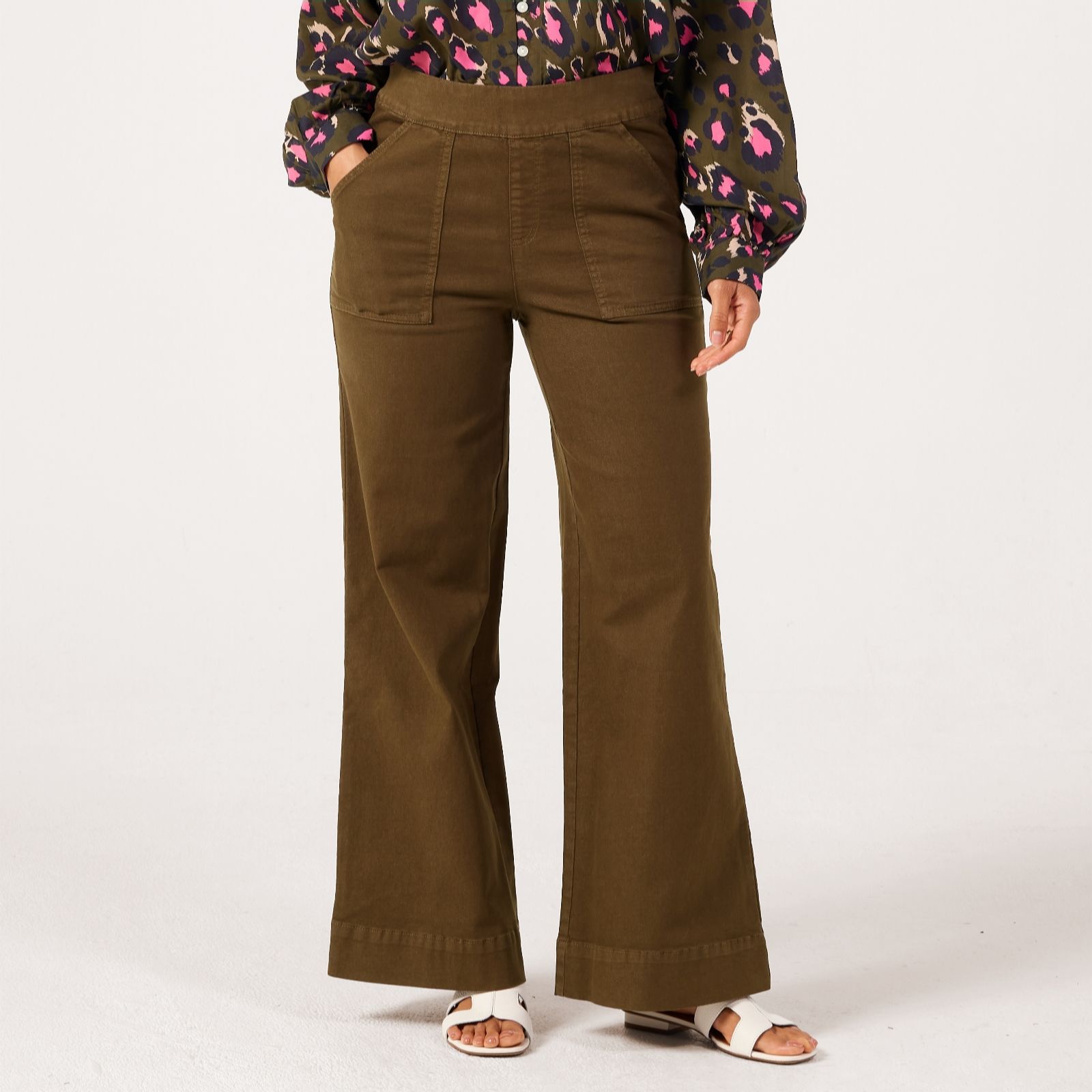 Nina Leonard Wide Leg Denim Short Trousers With Pockets