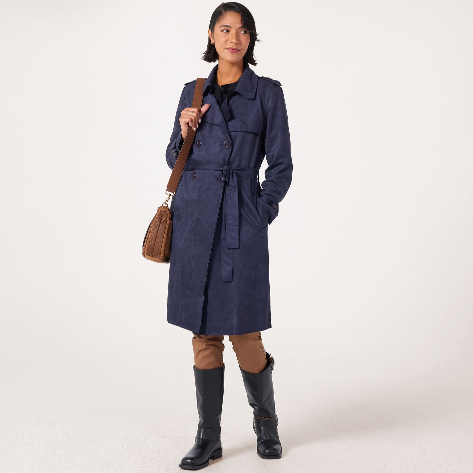 Izabel London Faux Suede Trench Coat