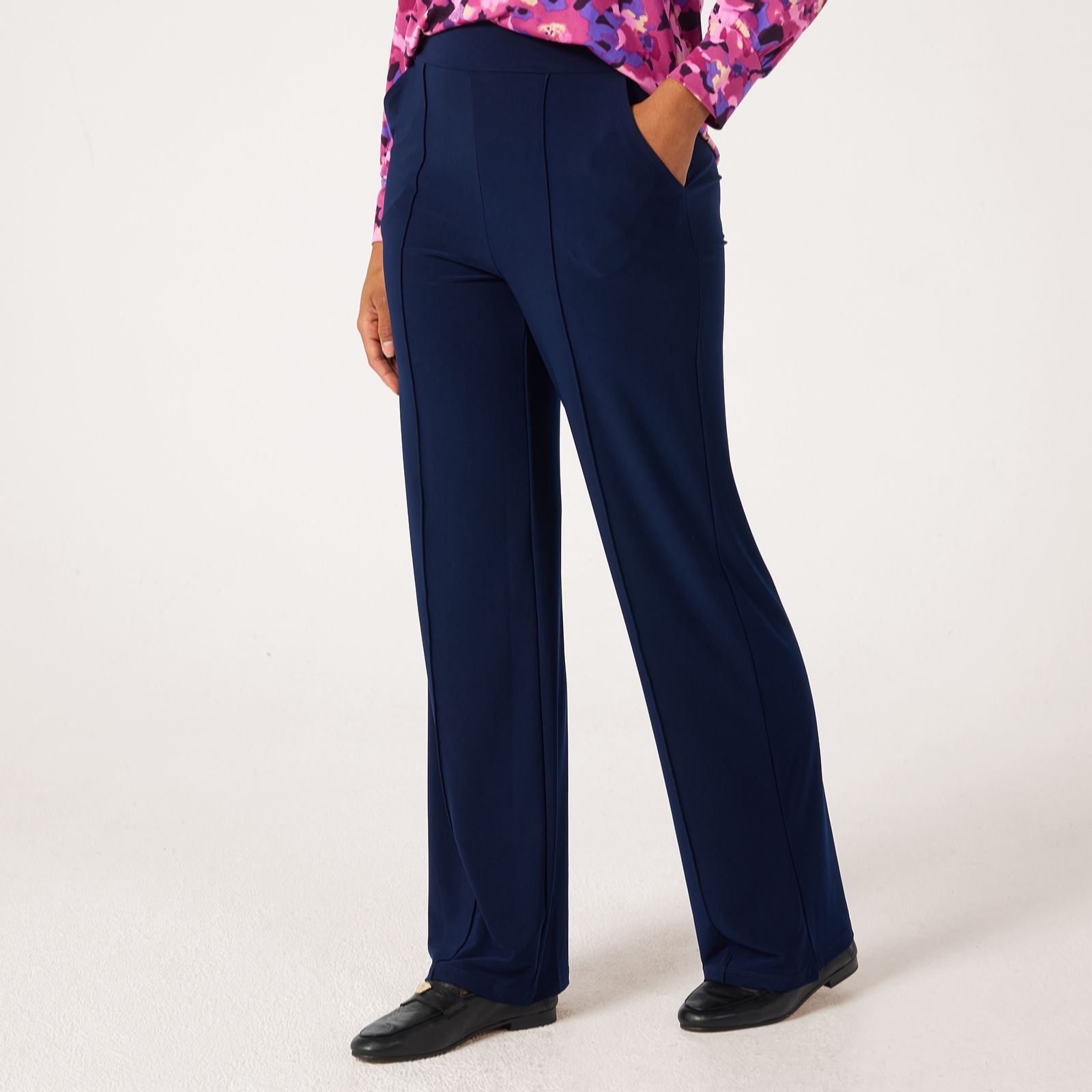 Kim & Co Deluxe Brazil Jersey Kyla Wide- Leg Pintuck Tall Trousers