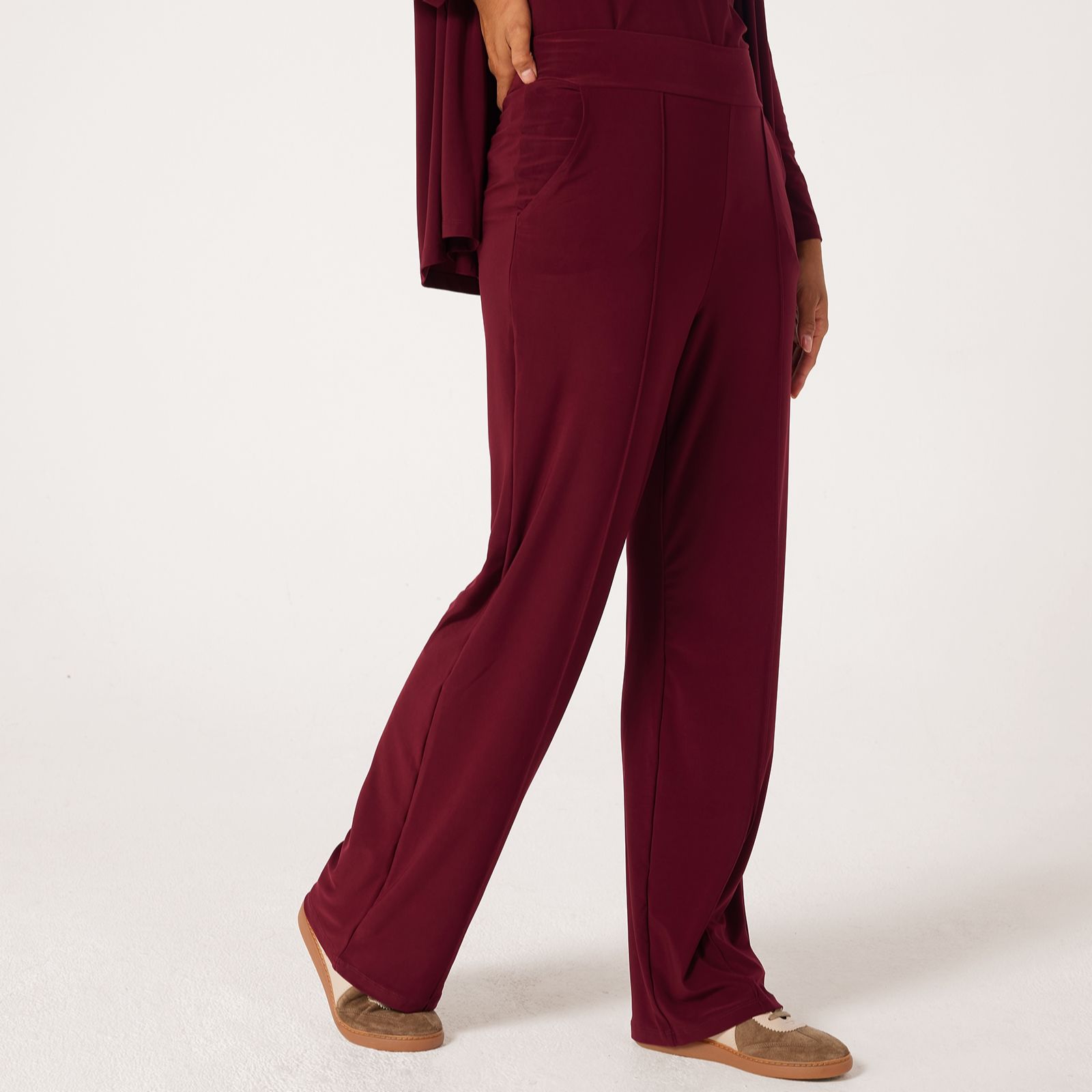 Kim & Co Deluxe Brazil Jersey Kyla Wide- Leg Pintuck Tall Trousers