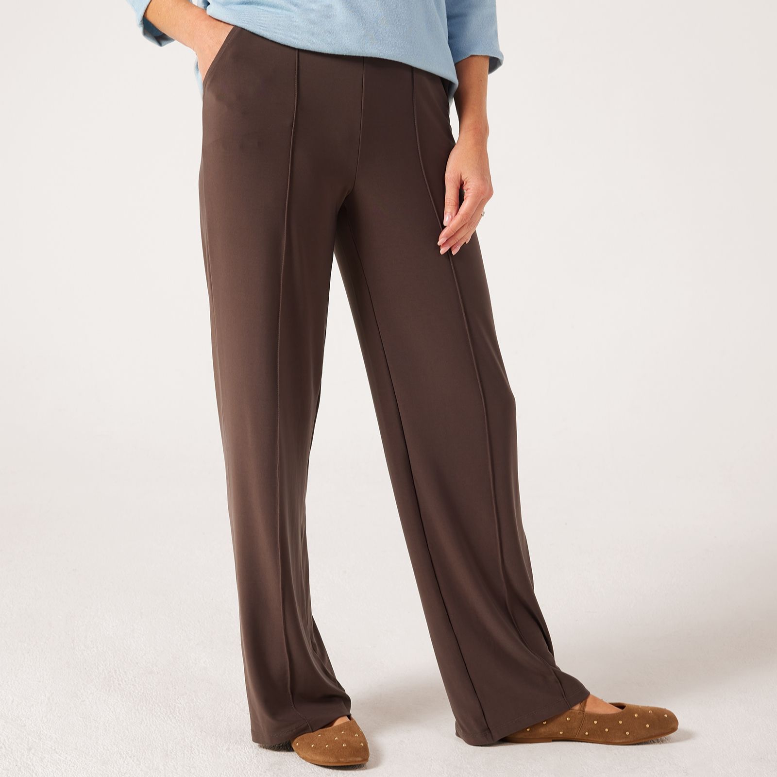 Kim & Co Deluxe Brazil Jersey Kyla Wide- Leg Pintuck Tall Trousers