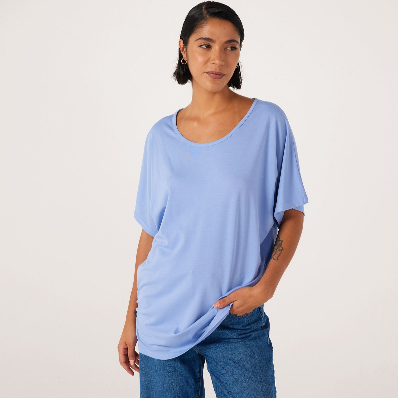 Frank Usher Elbow Sleeve Ruched Side Jersey T-Shirt