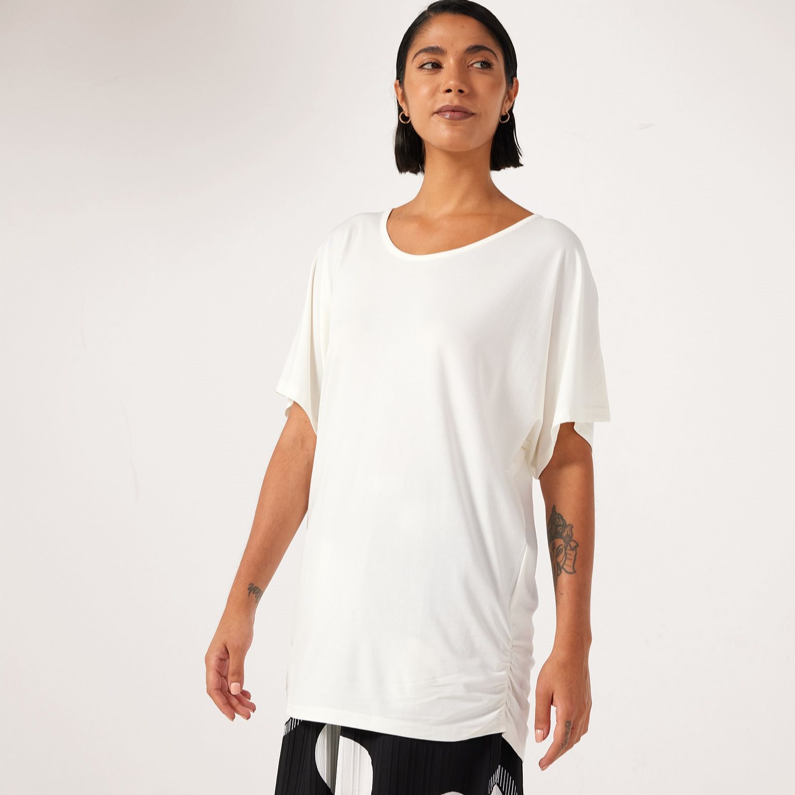 Frank Usher Elbow Sleeve Ruched Side Jersey T-Shirt