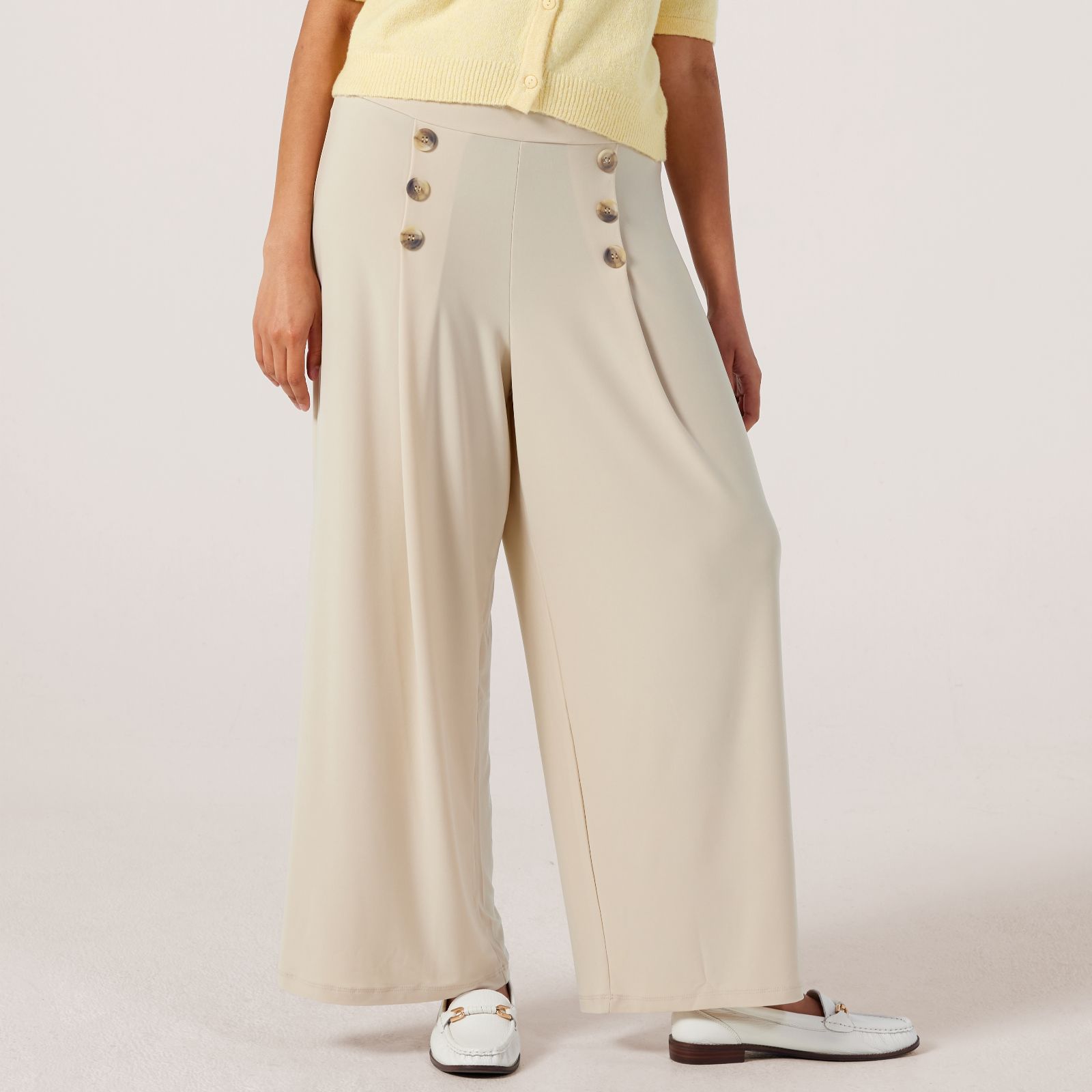 Kim & Co Deluxe Brazil Jersey Sailor Wide Ankle Petite Trousers