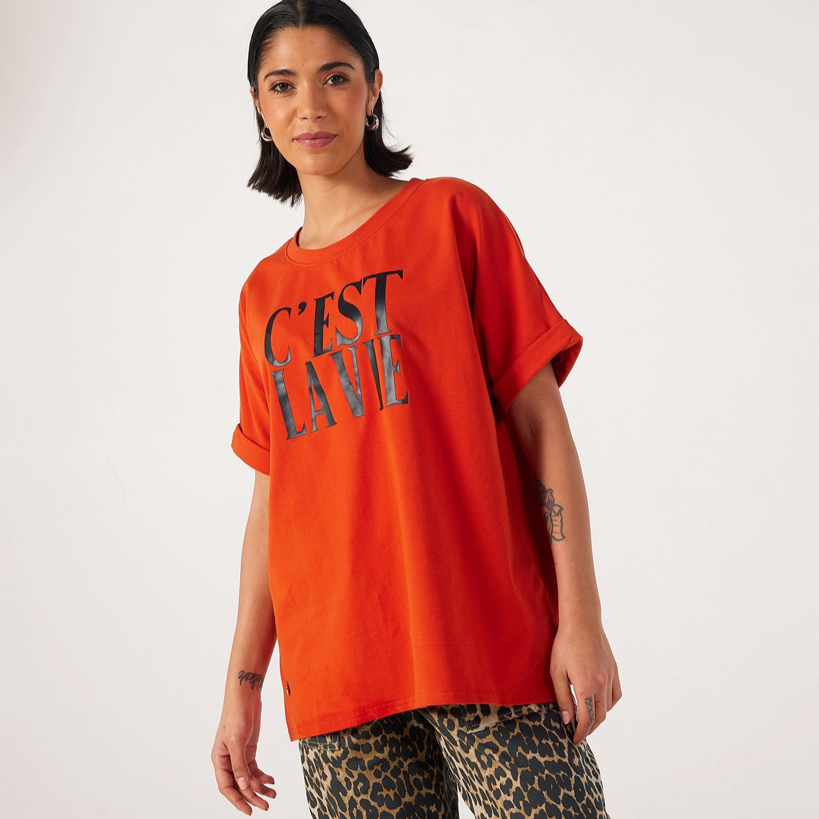 Malissa J Round Neck Jersey Motif T-Shirt