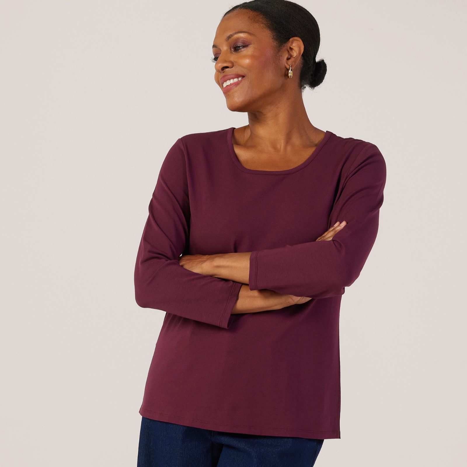 Ruth Langsford Cotton Modal Scoop neck 3/4 sleeve top
