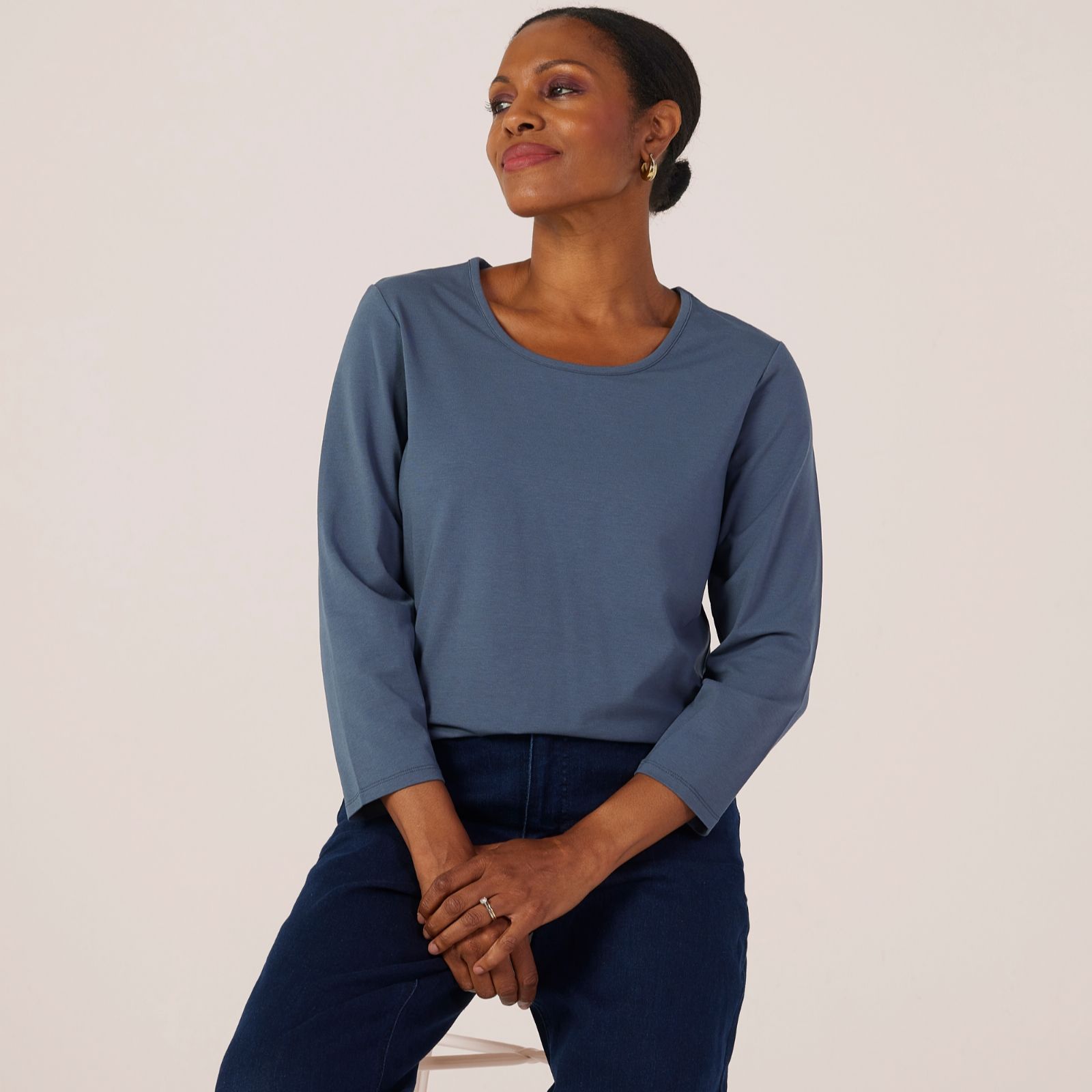 Ruth Langsford Cotton Modal Scoop neck 3/4 sleeve top