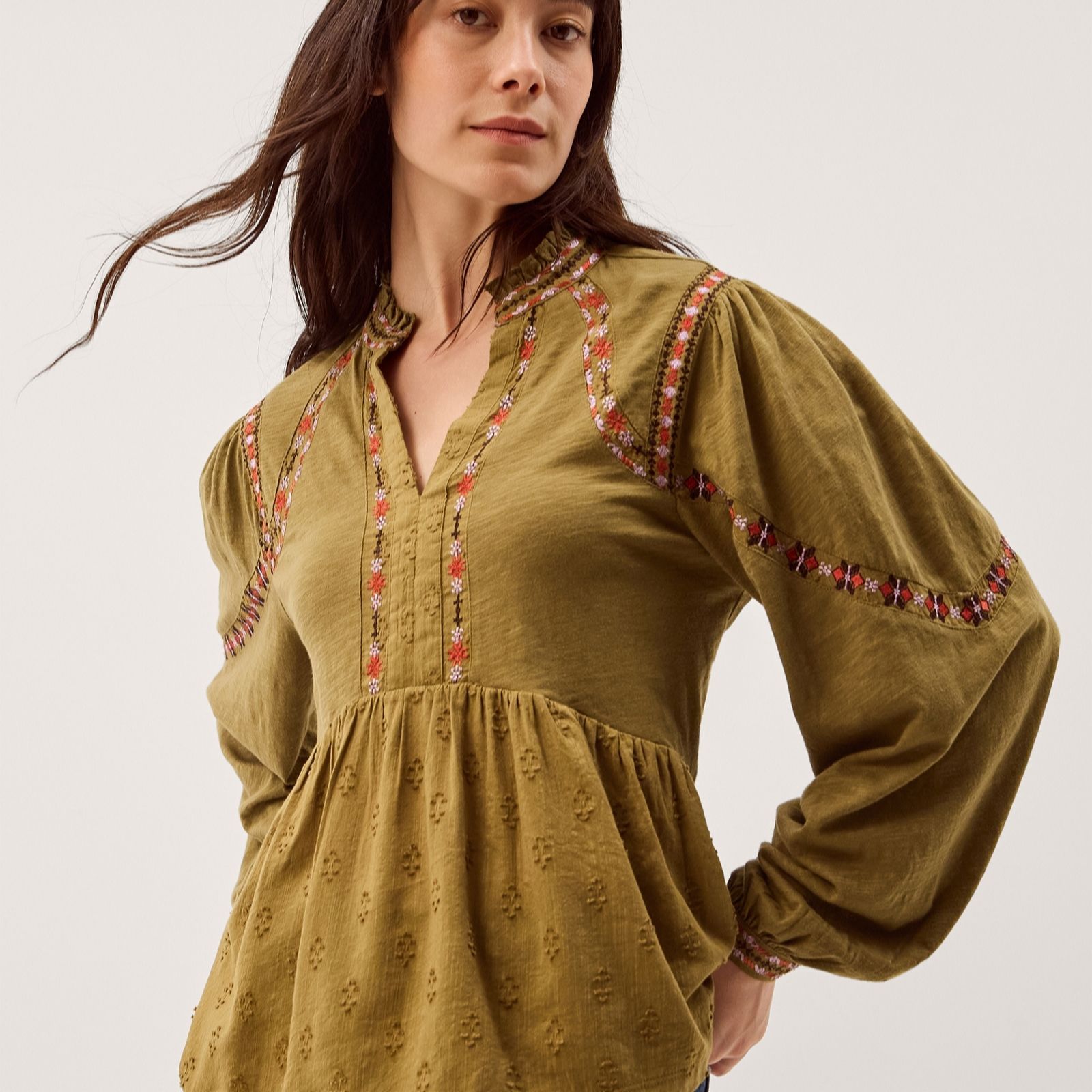 Monsoon Fabia Fabric Mix Top