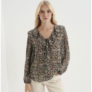 Finery London Trinity Satin Stripe Chiffon Blouse