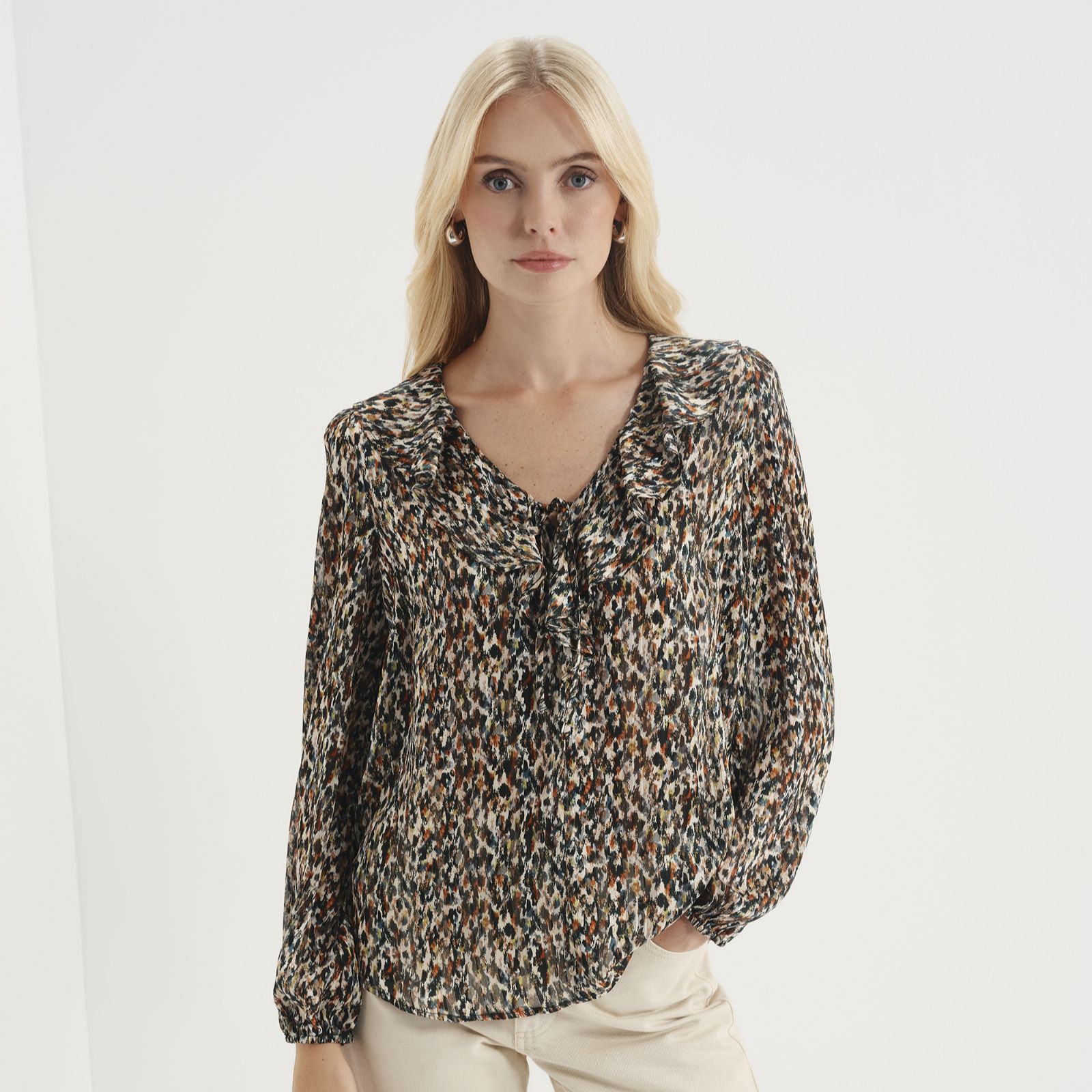 Finery London Trinity Satin Stripe Chiffon Blouse