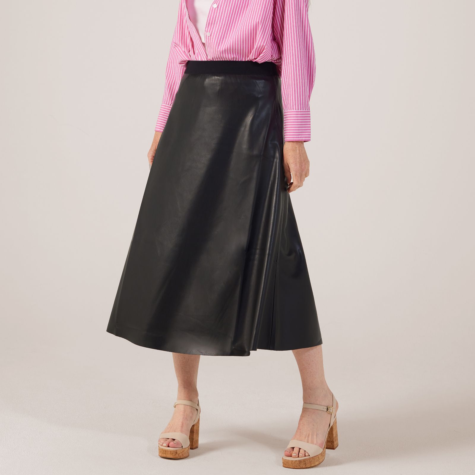 Malissa J PU Bias Cut Skirt With Lurex Elasticated Waistband - QVC UK