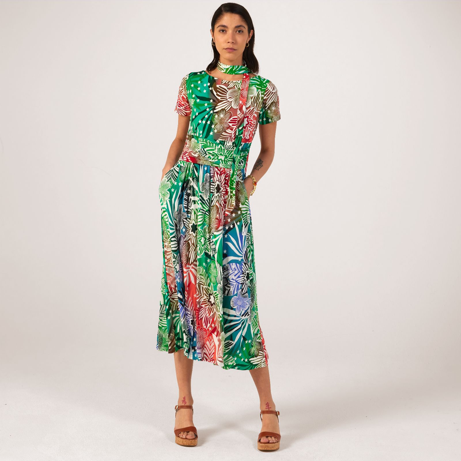 Onjenu London Joni Foil Printed Midi Dress QVC UK