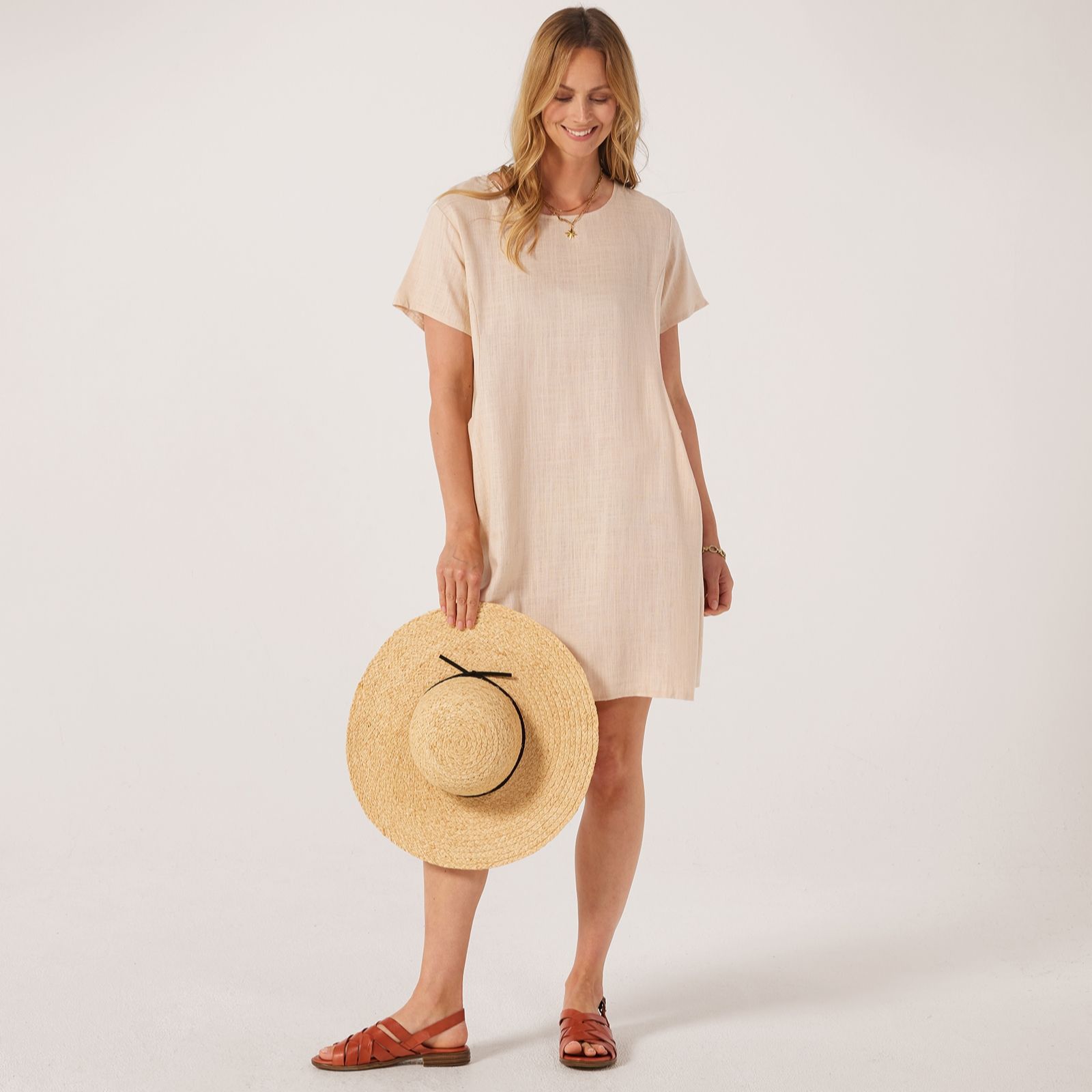 Izabel London Cotton Blend Dress with Pockets
