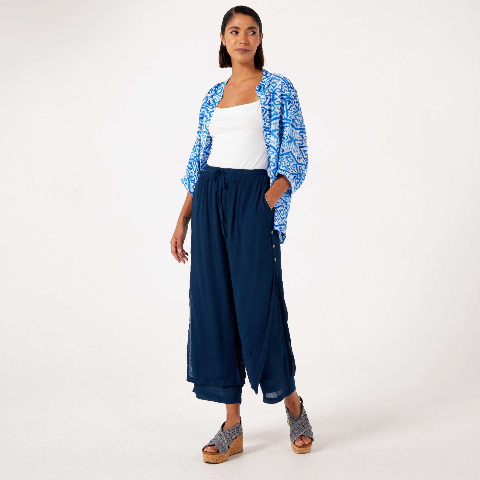 Izabel London Layered Hem Cropped Trouser