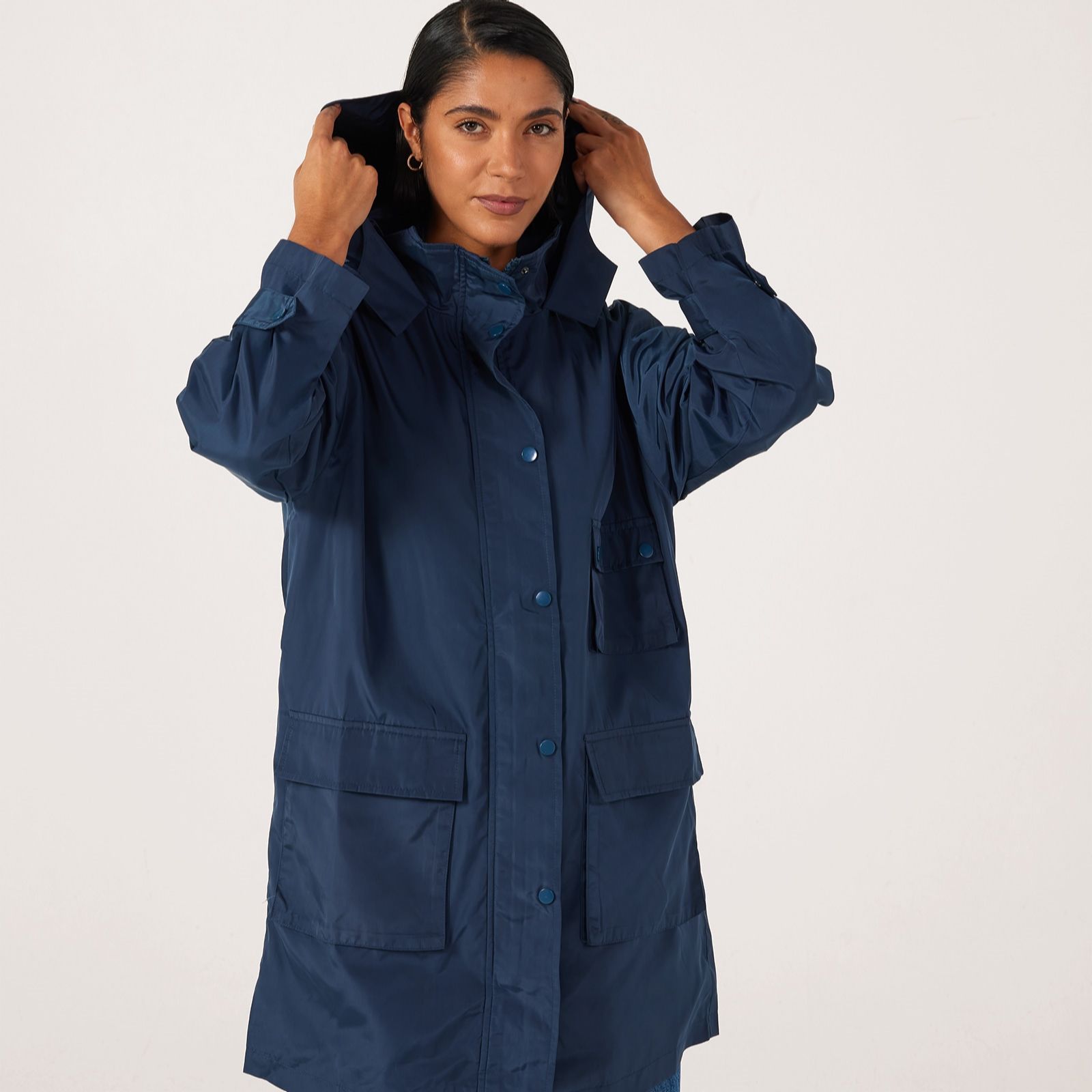 Frank Usher Shorter Length Nylon Parka Style Coat With Hood